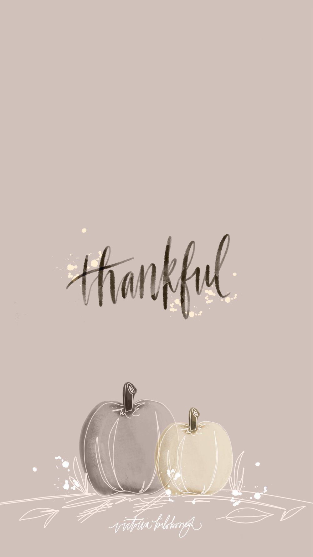 A watercolor pumpkin with the word thankful - Thanksgiving, November