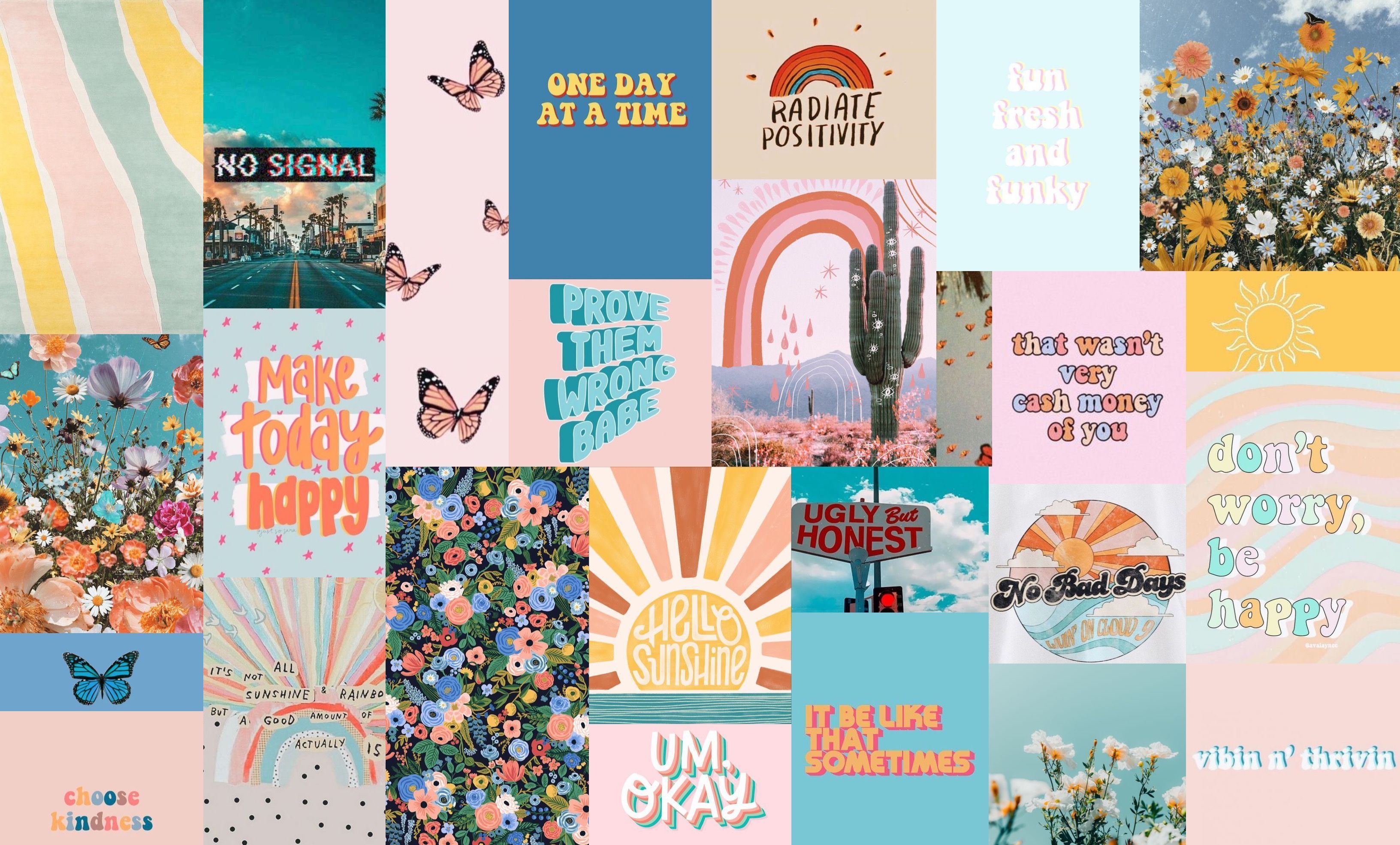 A collage of colorful pictures with different quotes - VSCO