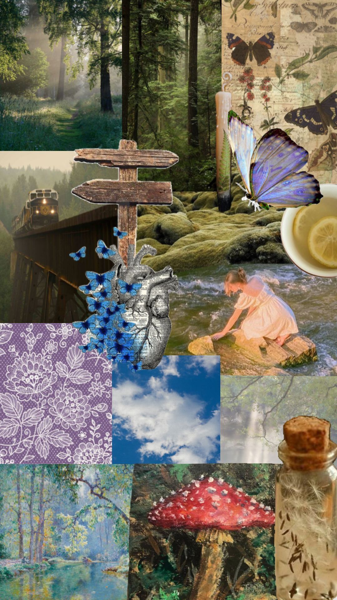 A collage of pictures with different themes - Cottagecore