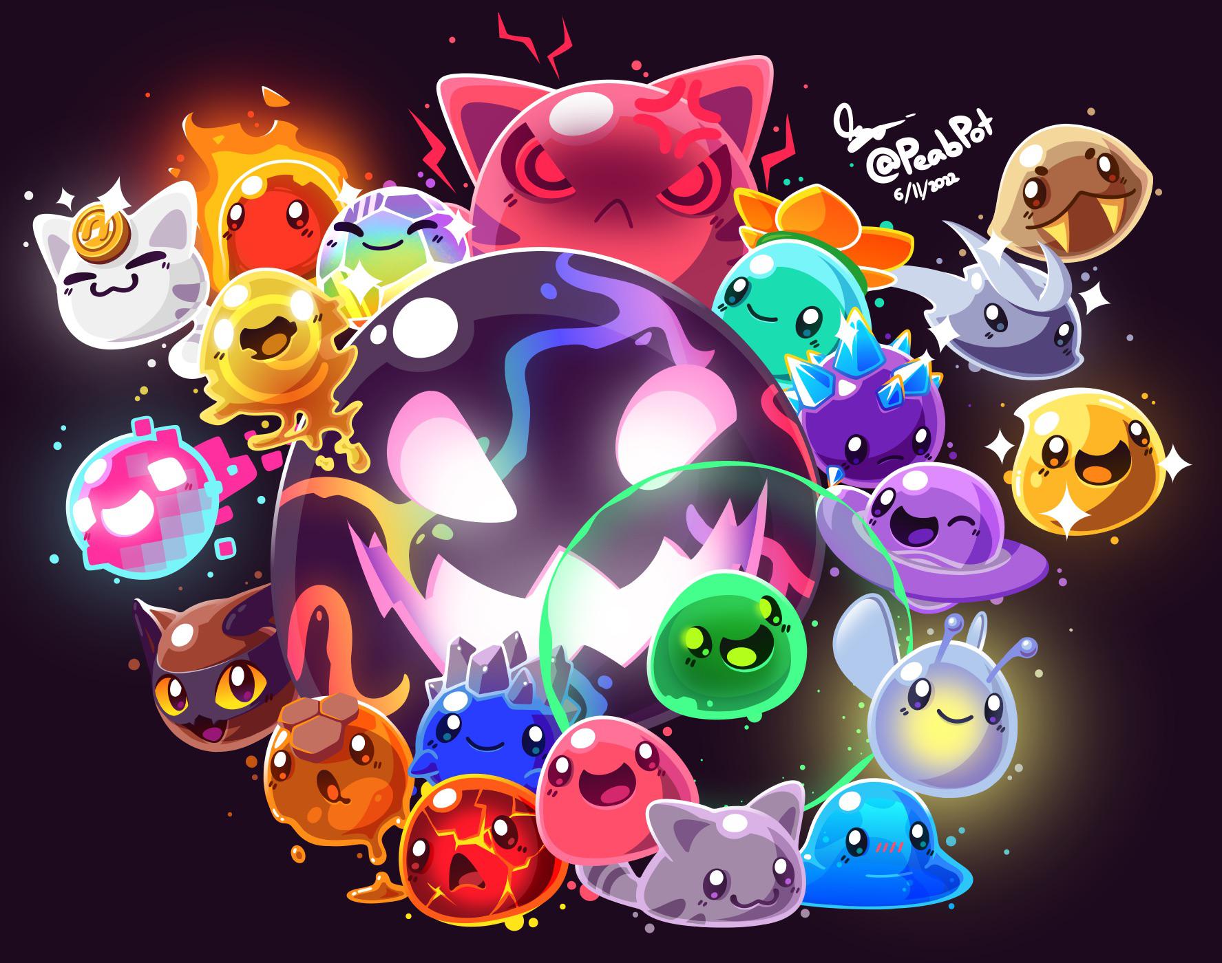 Drew all the main slimes from Slime Rancher