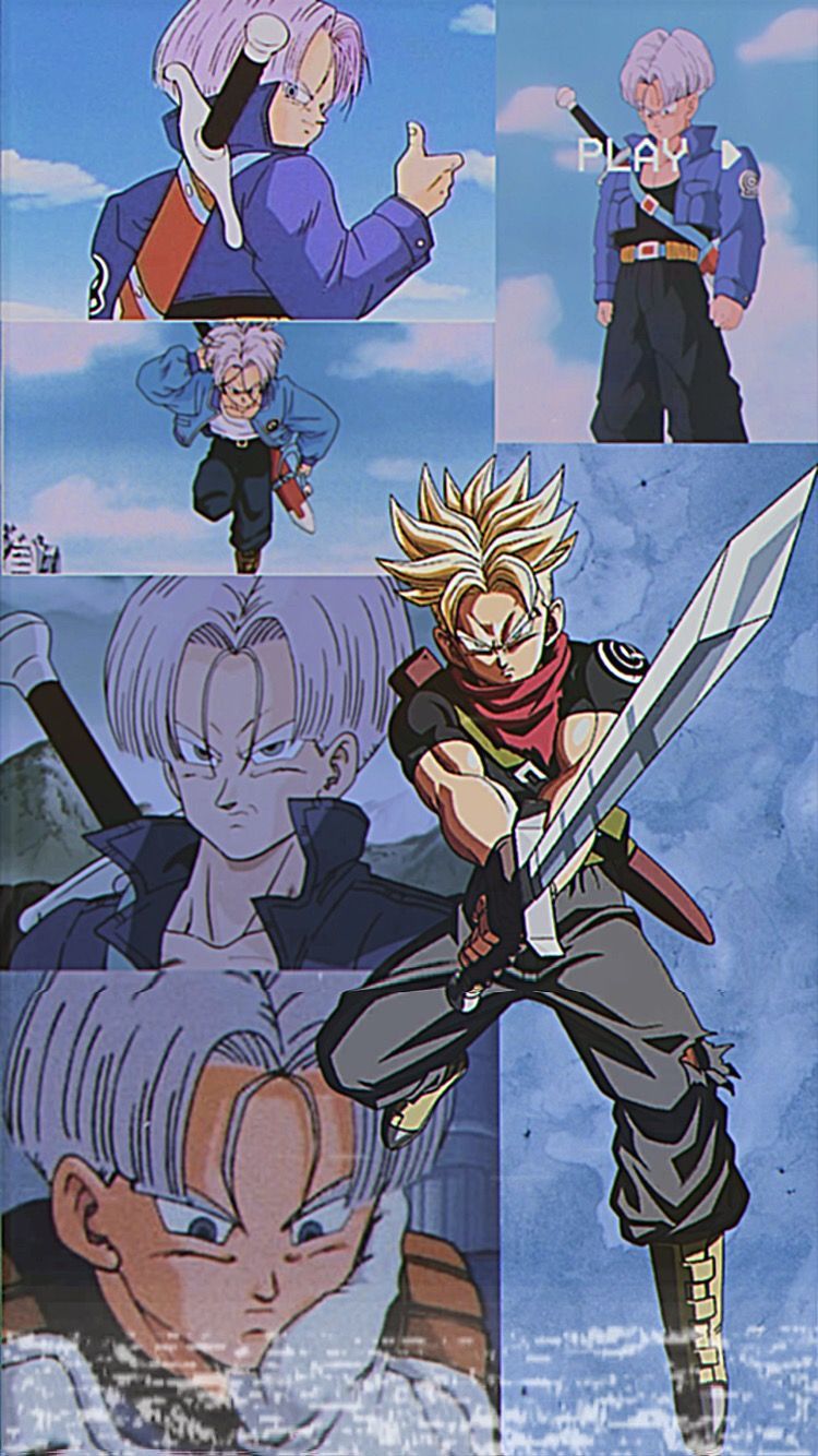 Collage of Trunks from the Future and Future Trunks from the Android timeline - Dragon Ball