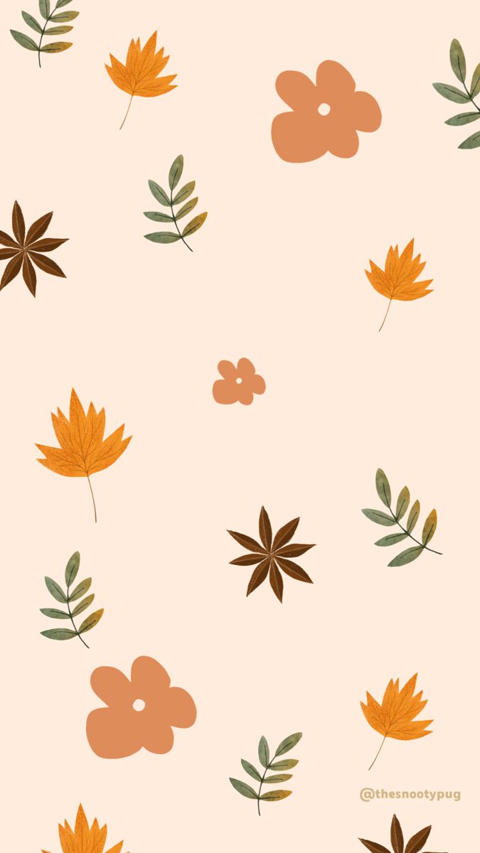 A cute fall wallpaper with orange leaves and flowers - Thanksgiving