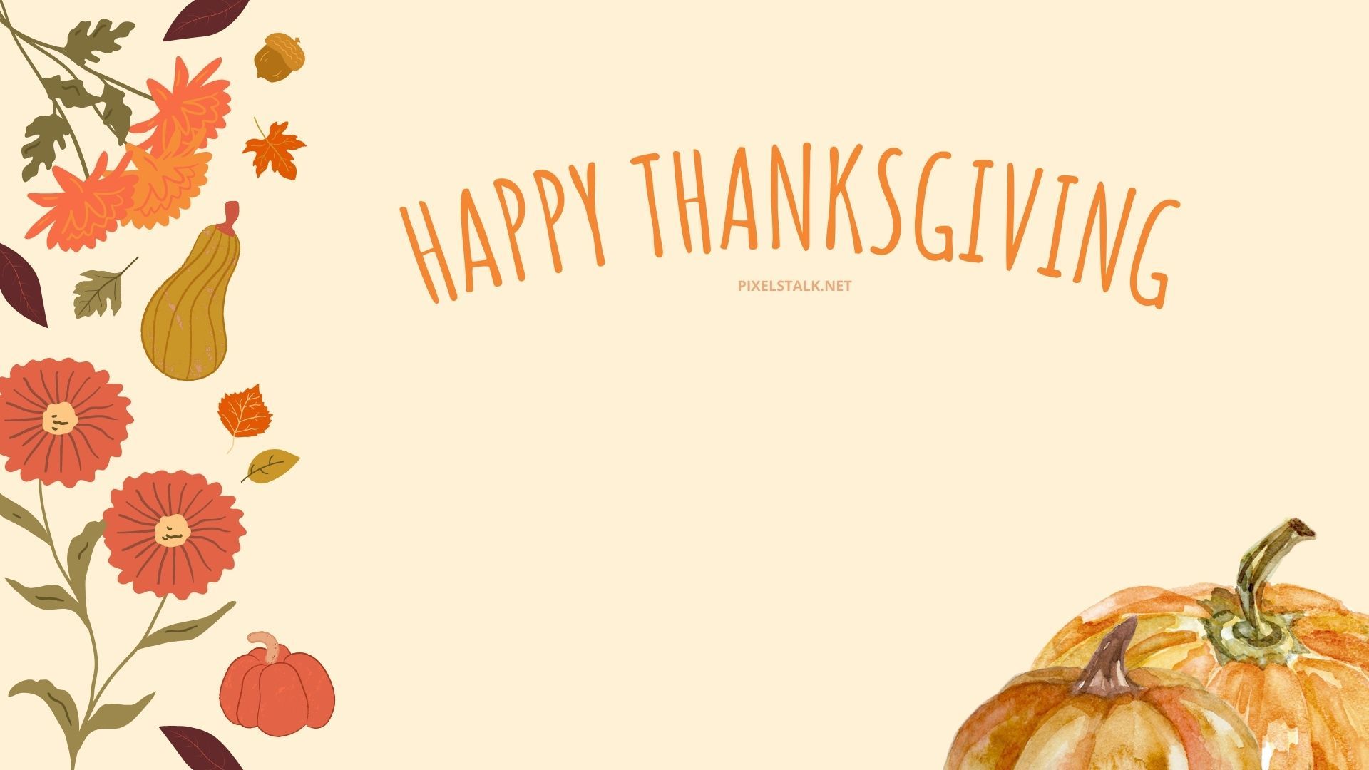 A thanksgiving wallpaper with pumpkins and flowers - Thanksgiving