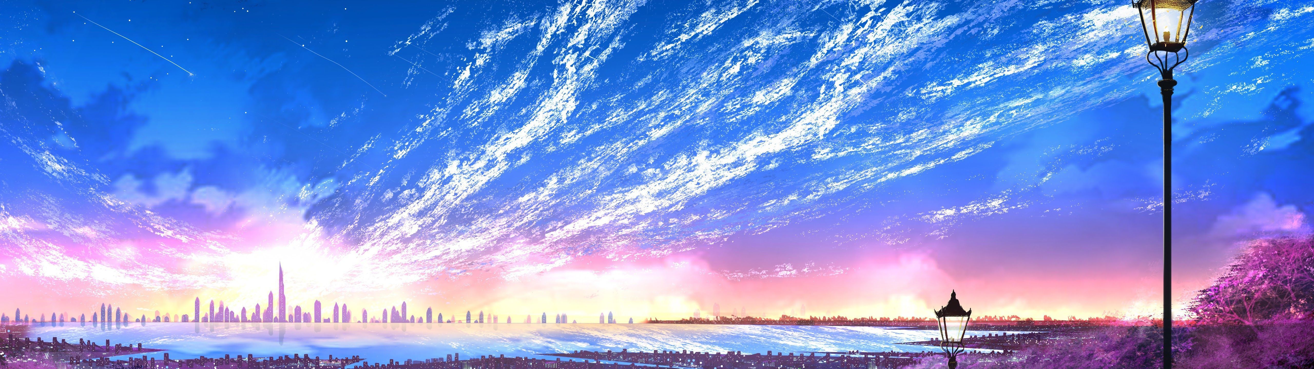 Wallpaper anime, sky backgrounds - 5120x1440