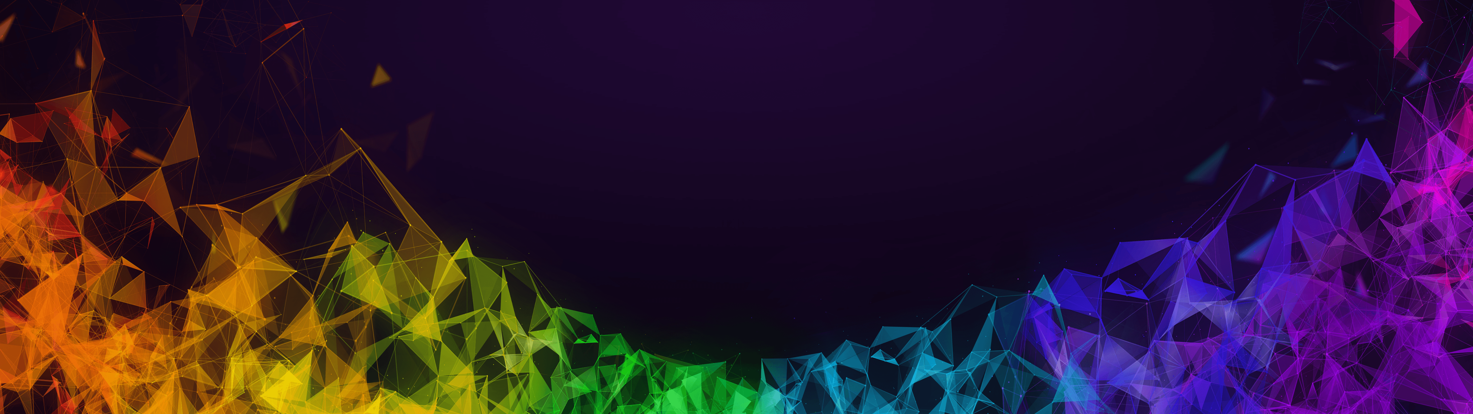 A digital image of a colorful, abstract landscape. - 5120x1440