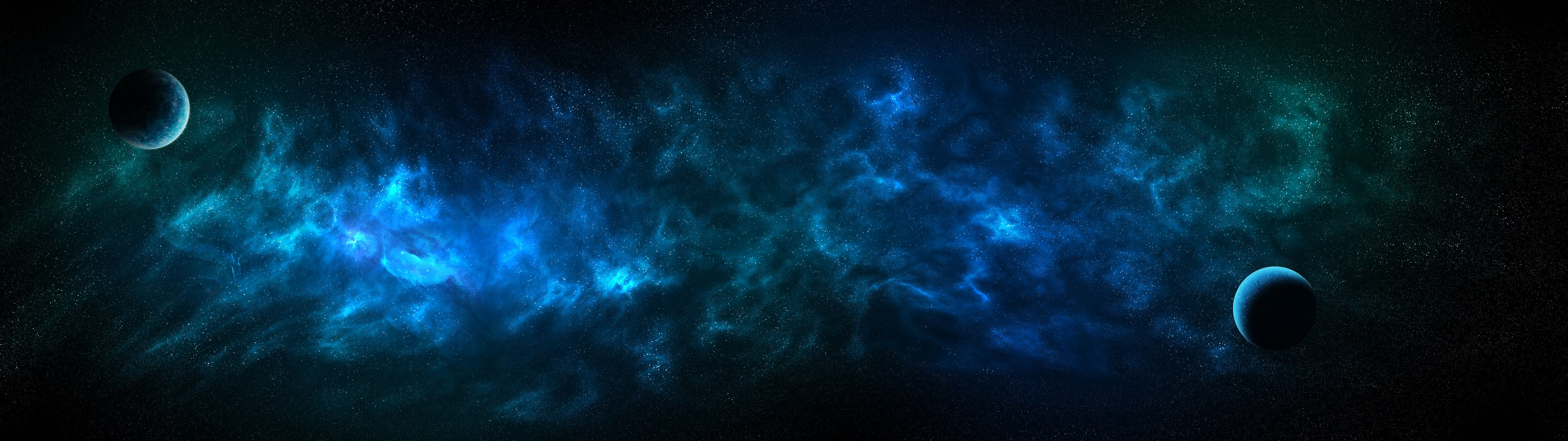 A panoramic view of a deep space nebula - 5120x1440
