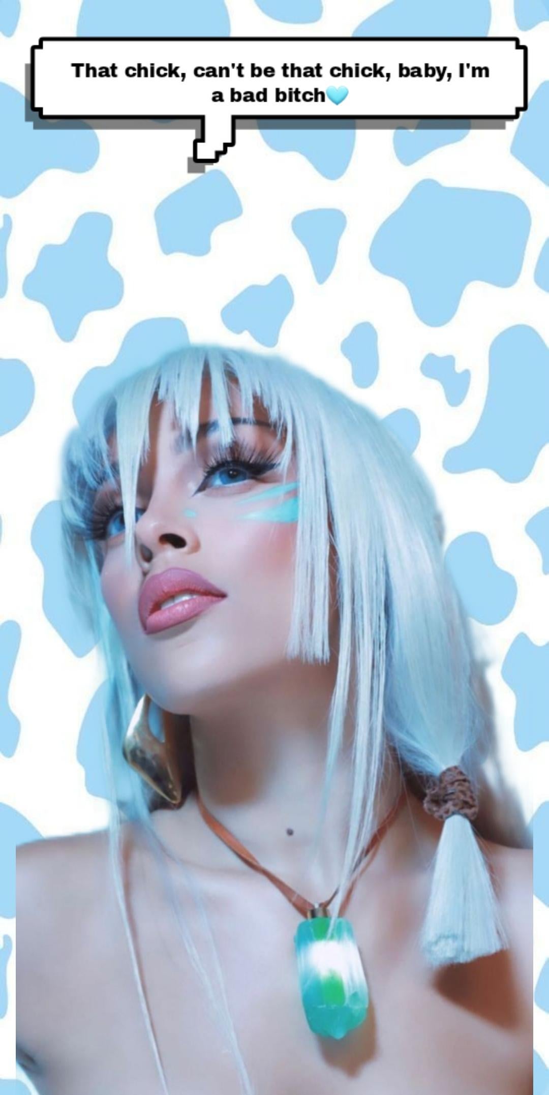 A woman with blue hair and white skin - Doja Cat