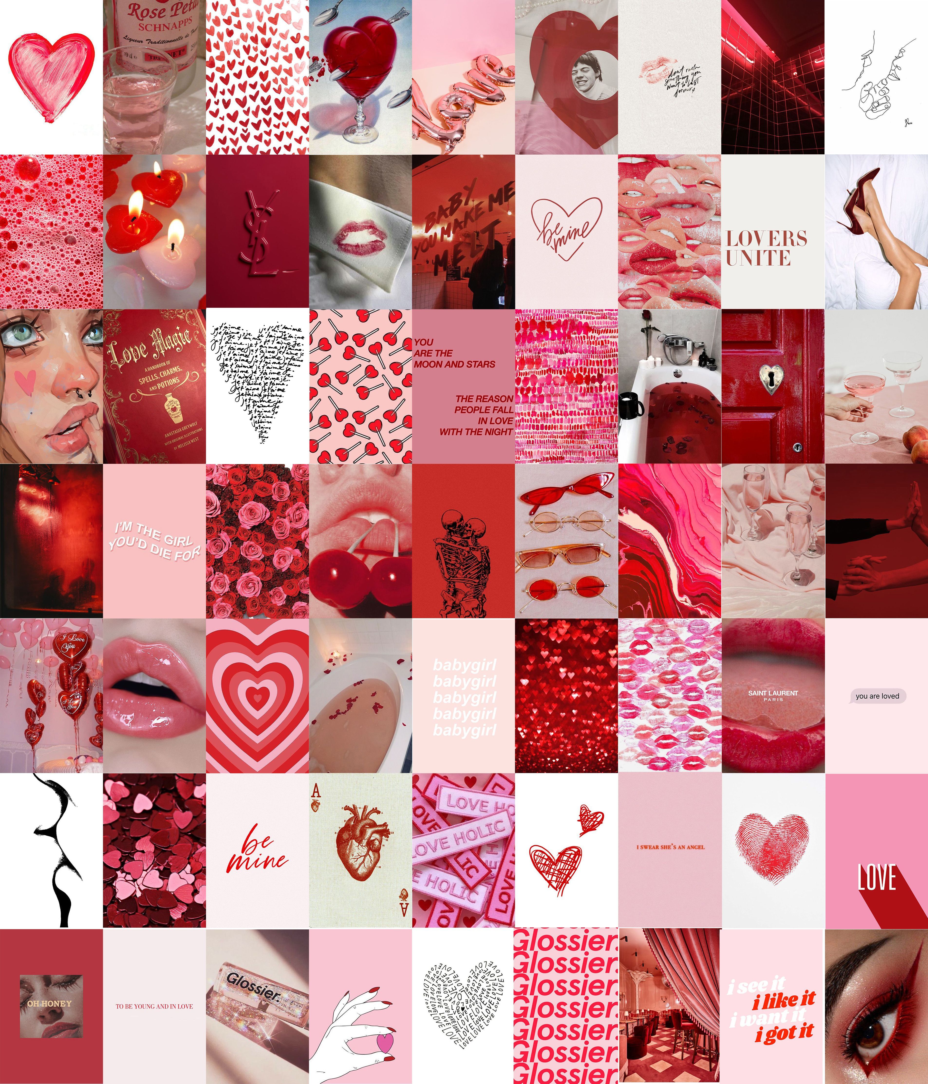 A collage of pictures with hearts and red - Valentine's Day