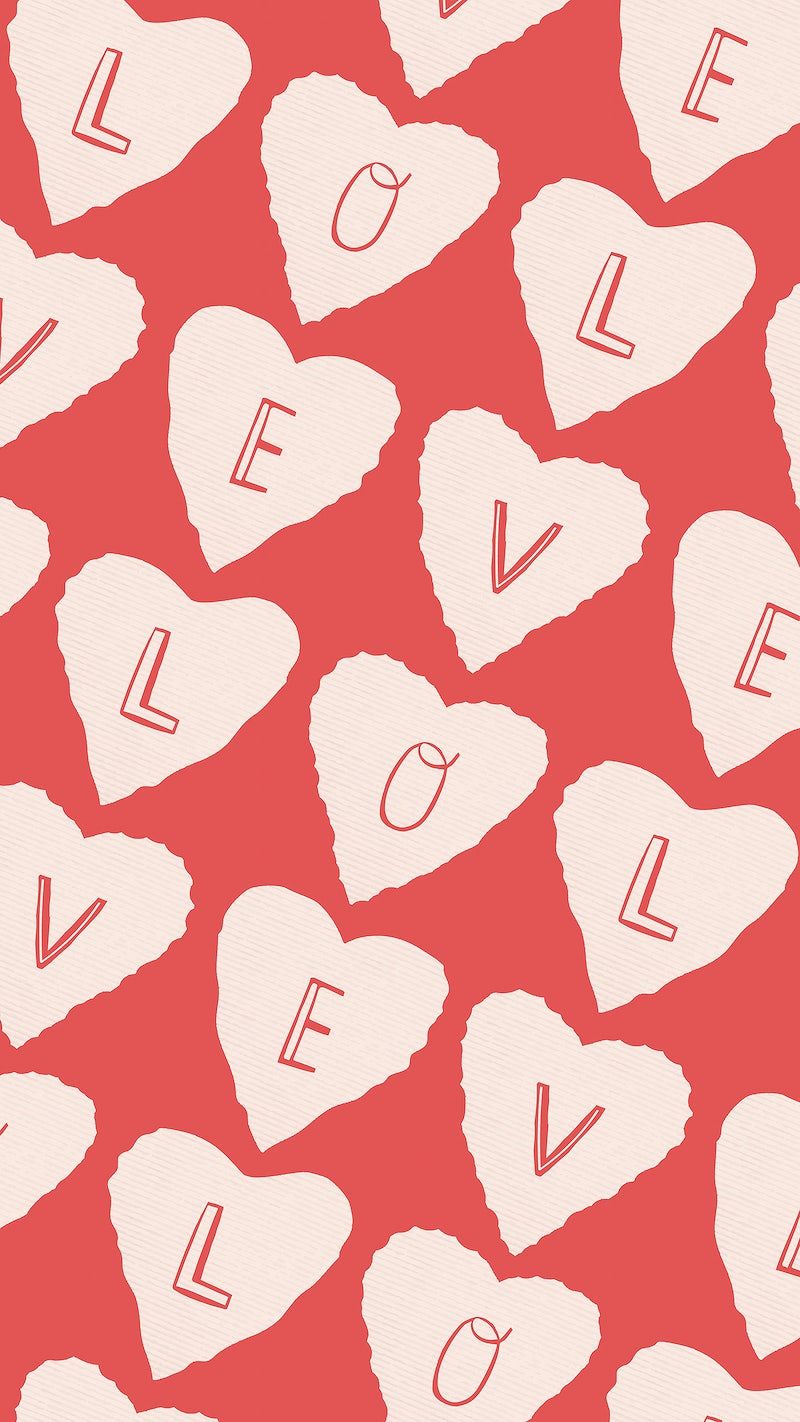A pattern of hearts with the word love - Valentine's Day