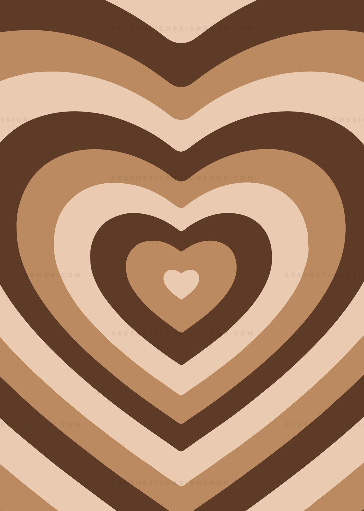 Brown aesthetic heart background image