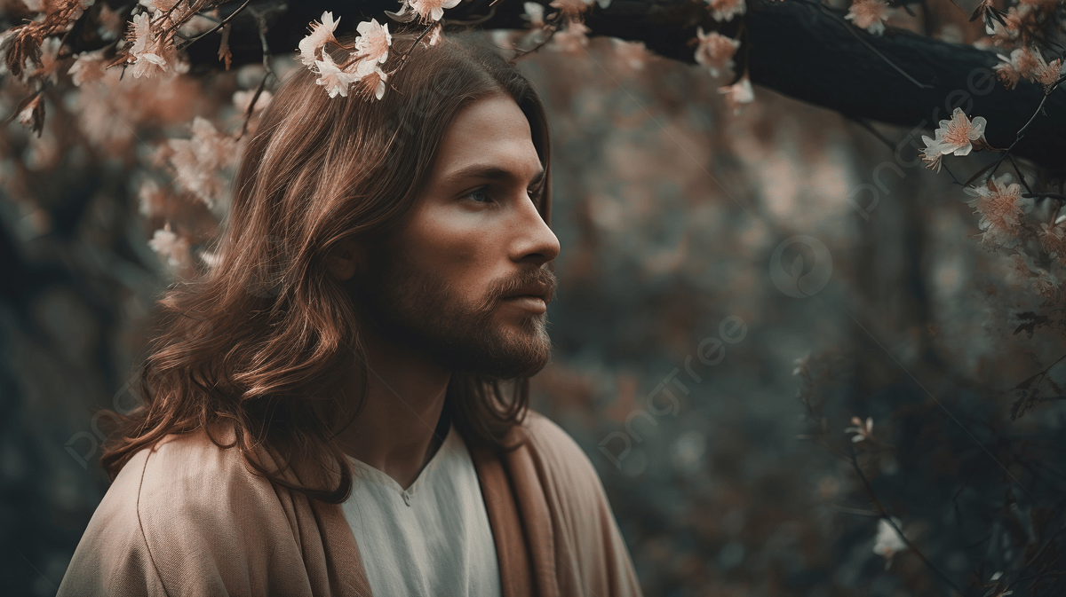 Jesus With A Blossoming Tree Portraits Background, Jesus Aesthetic Picture Background Image And Wallpaper for Free Download