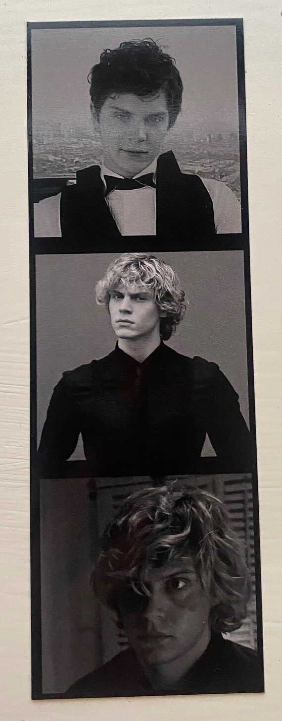 A picture of three different pictures on the wall - Evan Peters