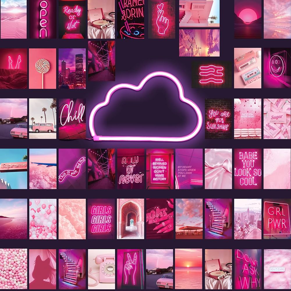 Pcs Y2K Pink Wall Collage Photo Wall Collage Kit Pink Picture Wall Decor LED Cloud Light Room Y2K Aesthetic Decor for Girls, Aesthetic Room Decor Neon Signs : Amazon.ae: Home