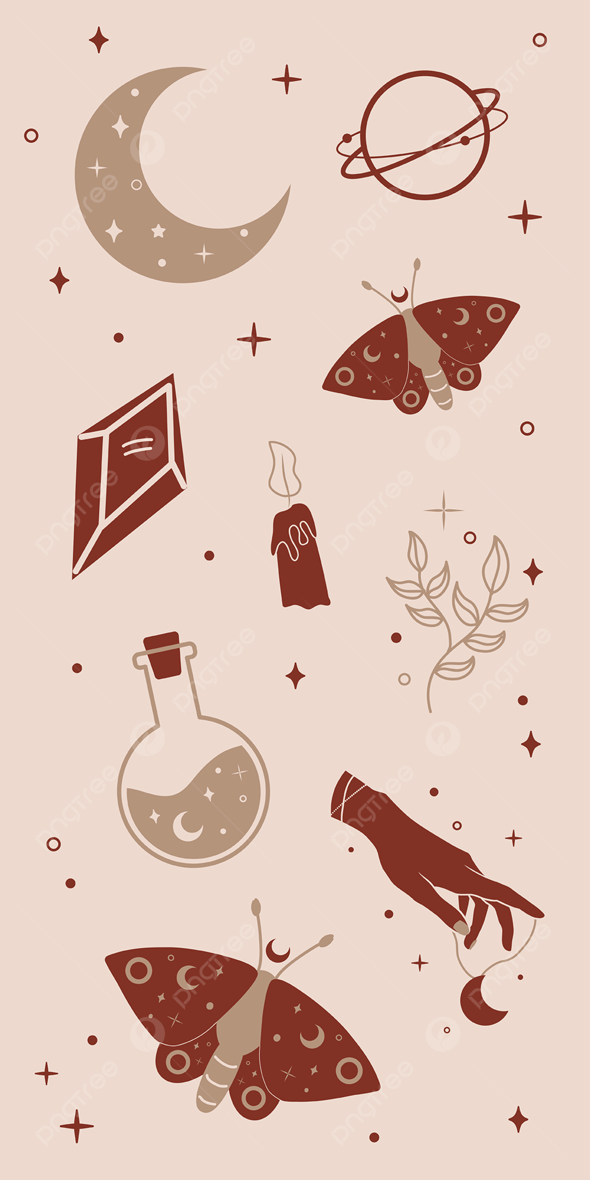 A set of symbols and objects - Witch