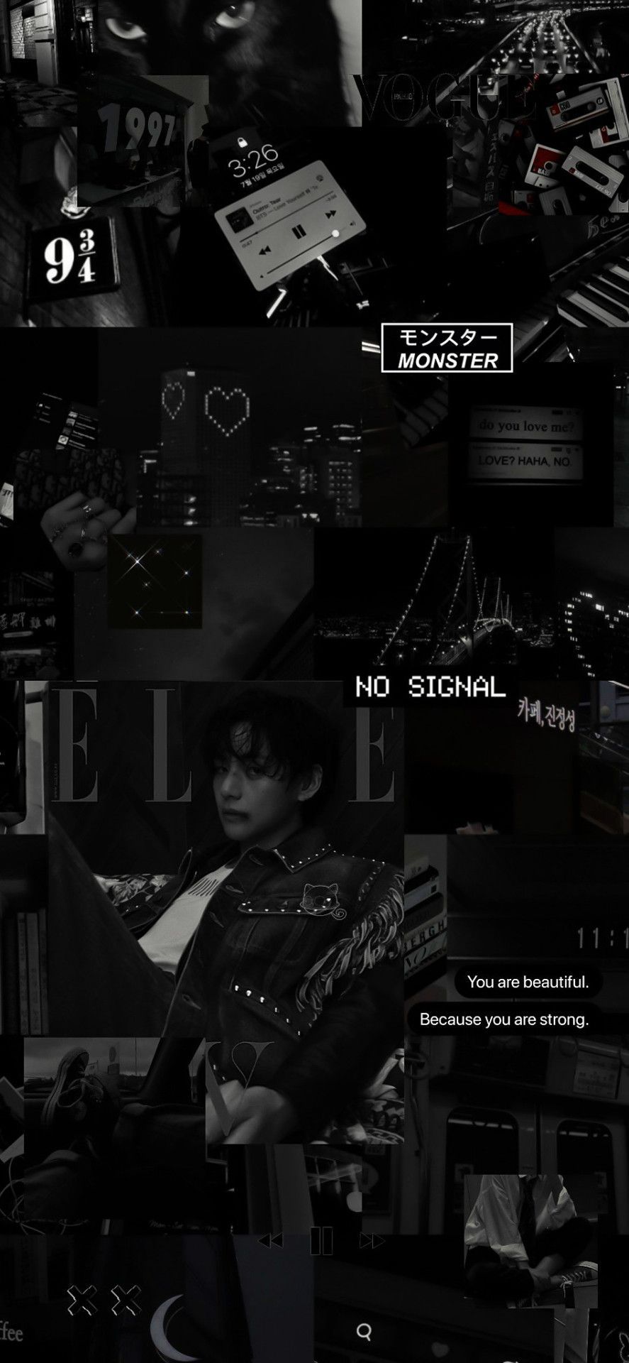 A collage of pictures with the words no digital - Korean