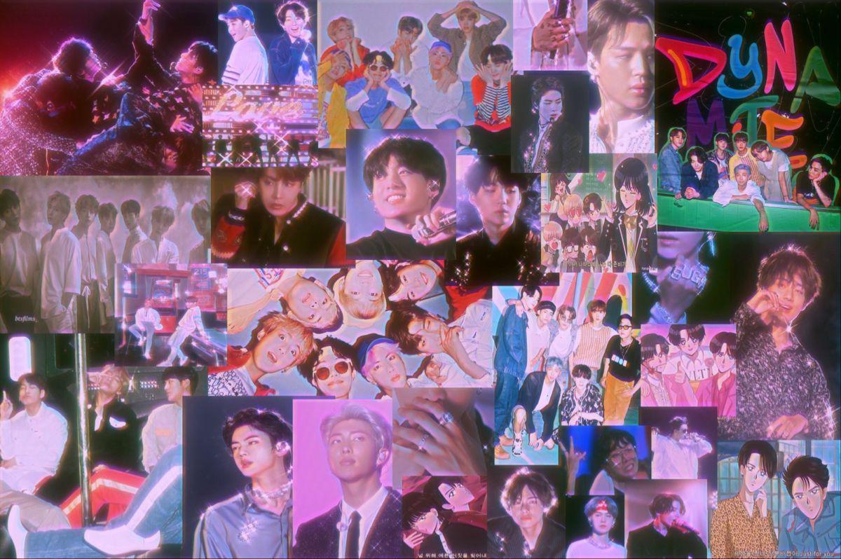 A collage of pictures with many people in them - BTS