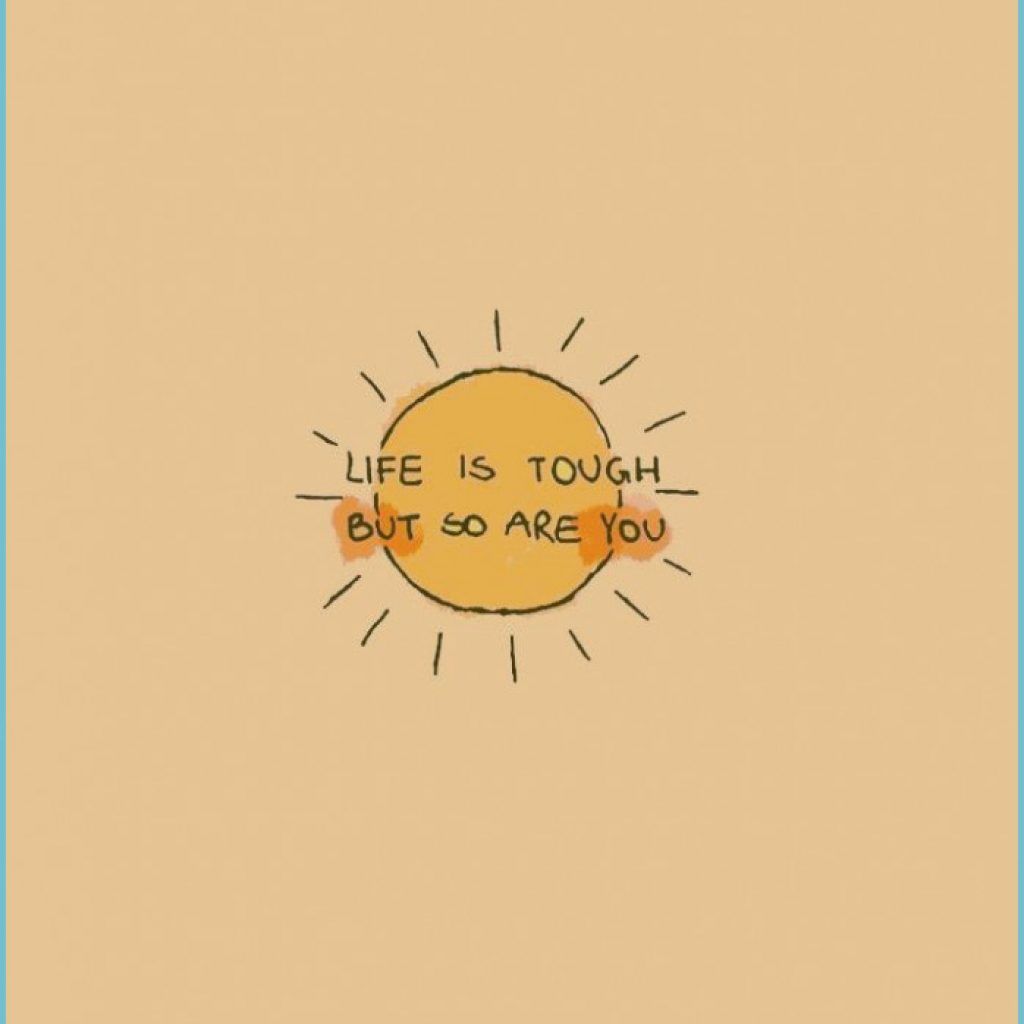 A yellow sun on a tan background with the words 