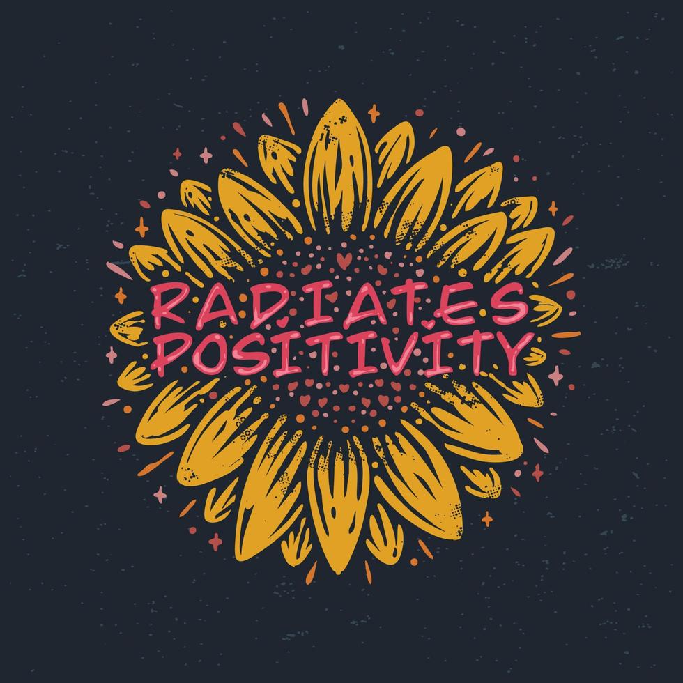 radiates positivity sunflower vintage illustration