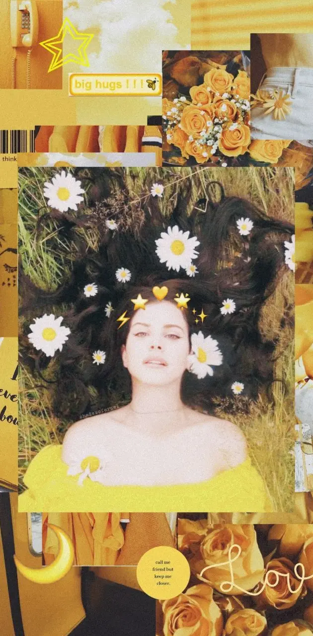 Aesthetic collage with yellow color - Lana Del Rey