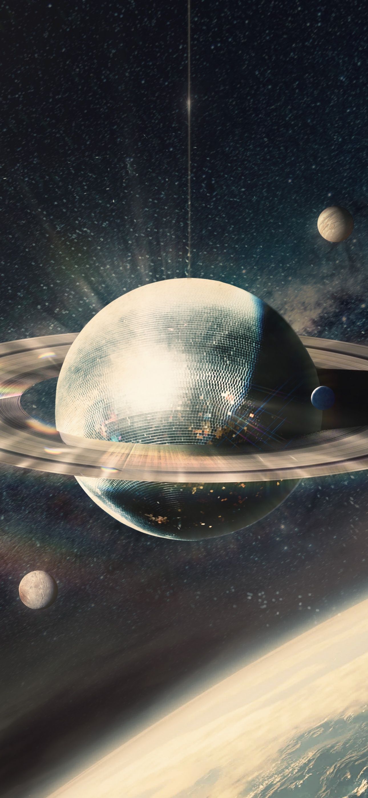 Saturn Wallpaper 4K, Solar system, Moon, Surreal, 5K