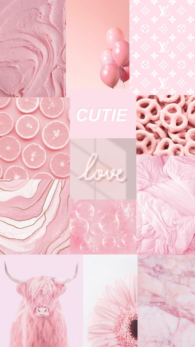 A collage of pink and white images - Light pink