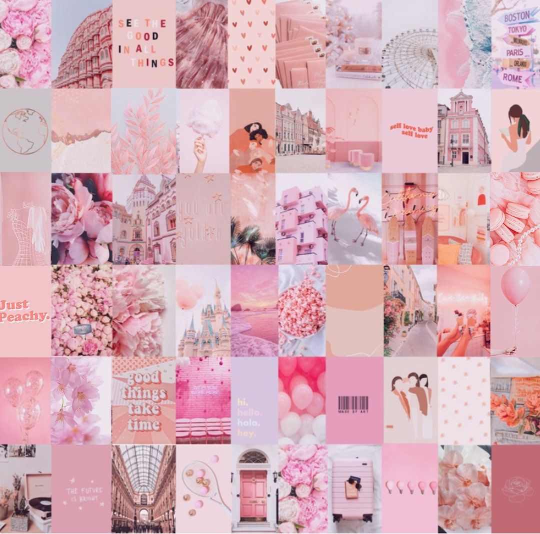 A collage of pink aesthetic pictures - Light pink