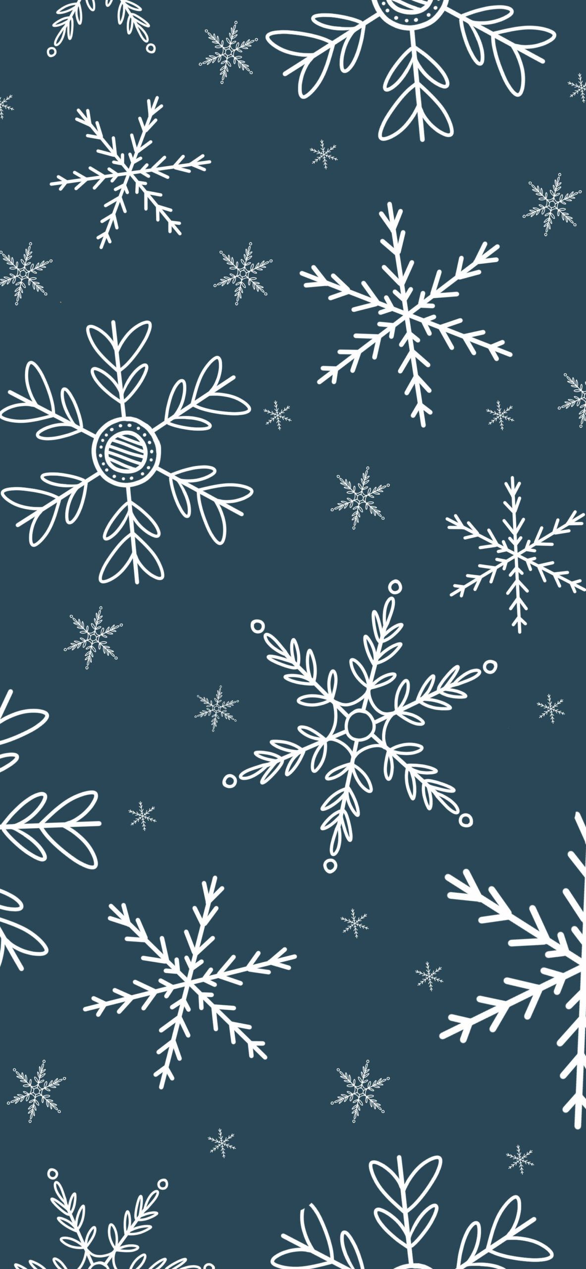 A blue background with white snowflakes on it - Snowflake, winter