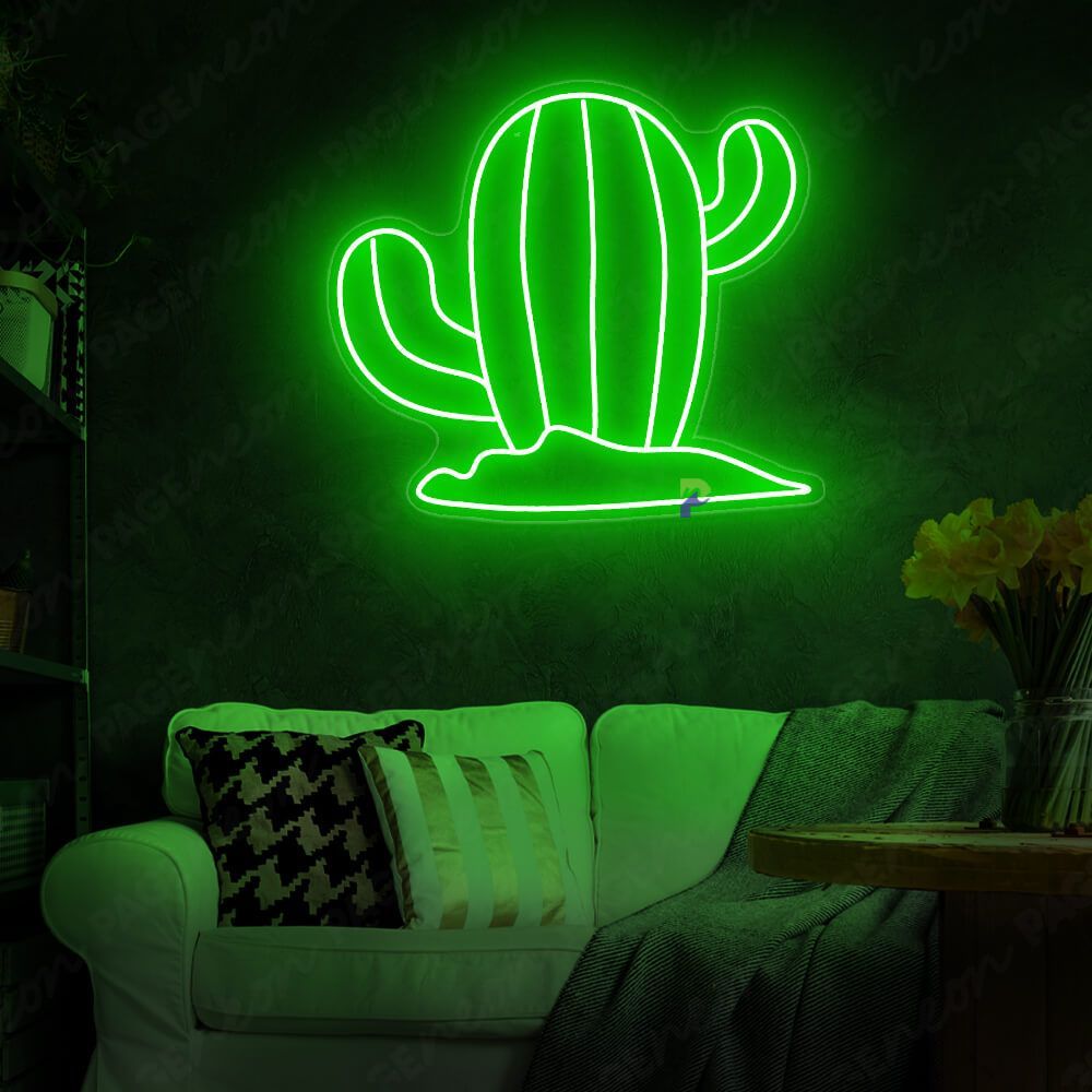 Cactus Neon Sign Green Aesthetic Light Sign