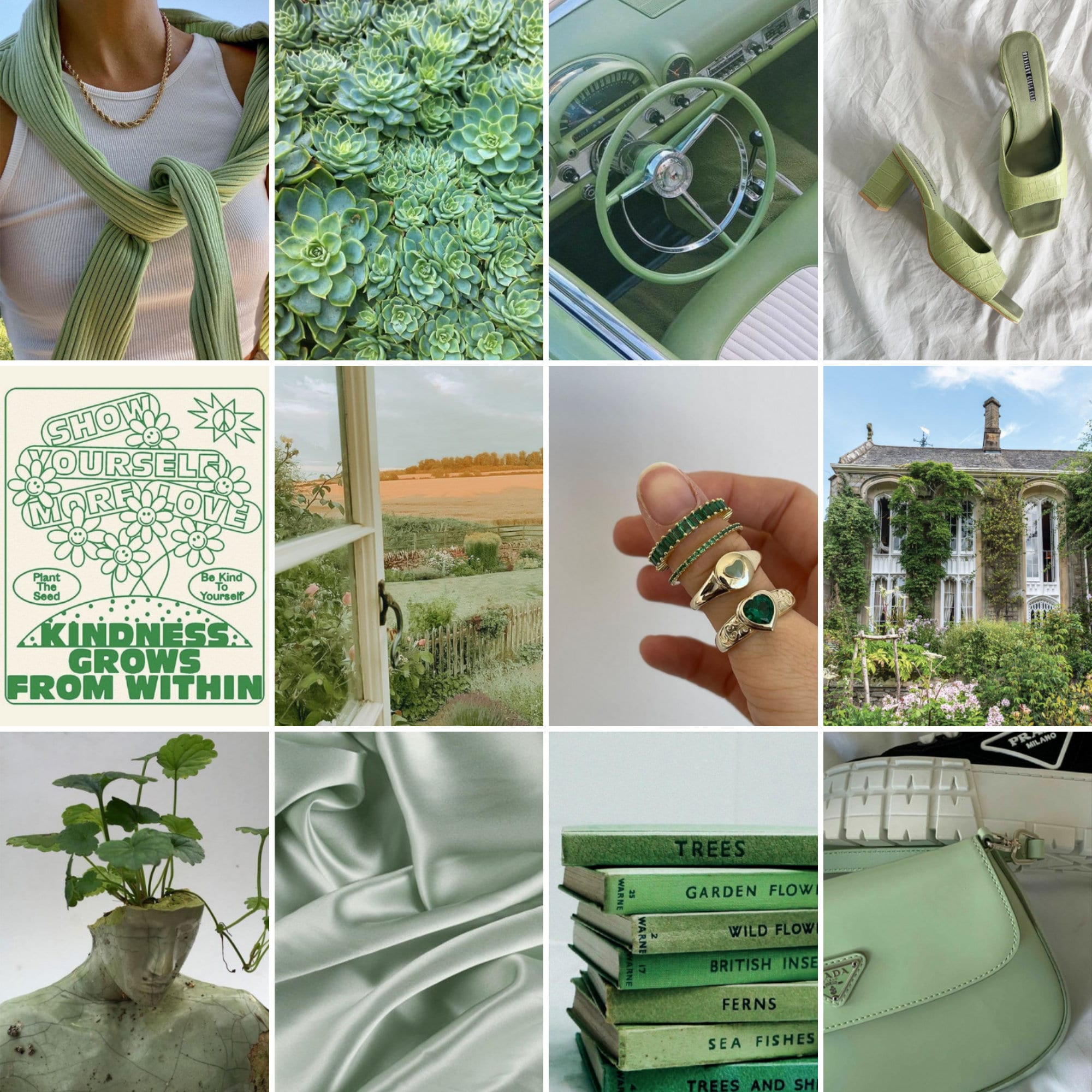 Light Green Wall Collage Kit Green Aesthetic Wall Collage