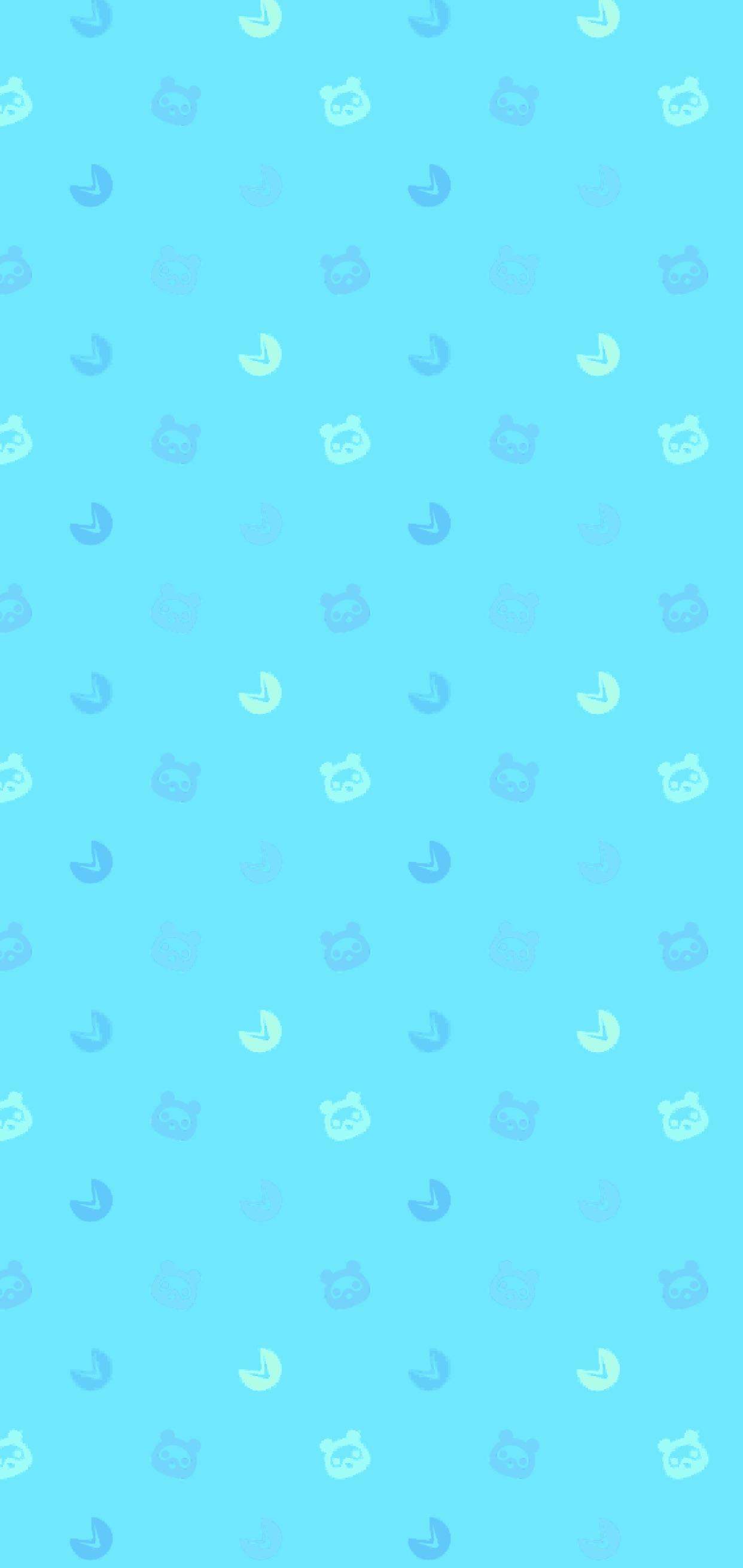 Blue patterned wallpaper with blue and yellow ducks and a blue background - Animal Crossing, cyan