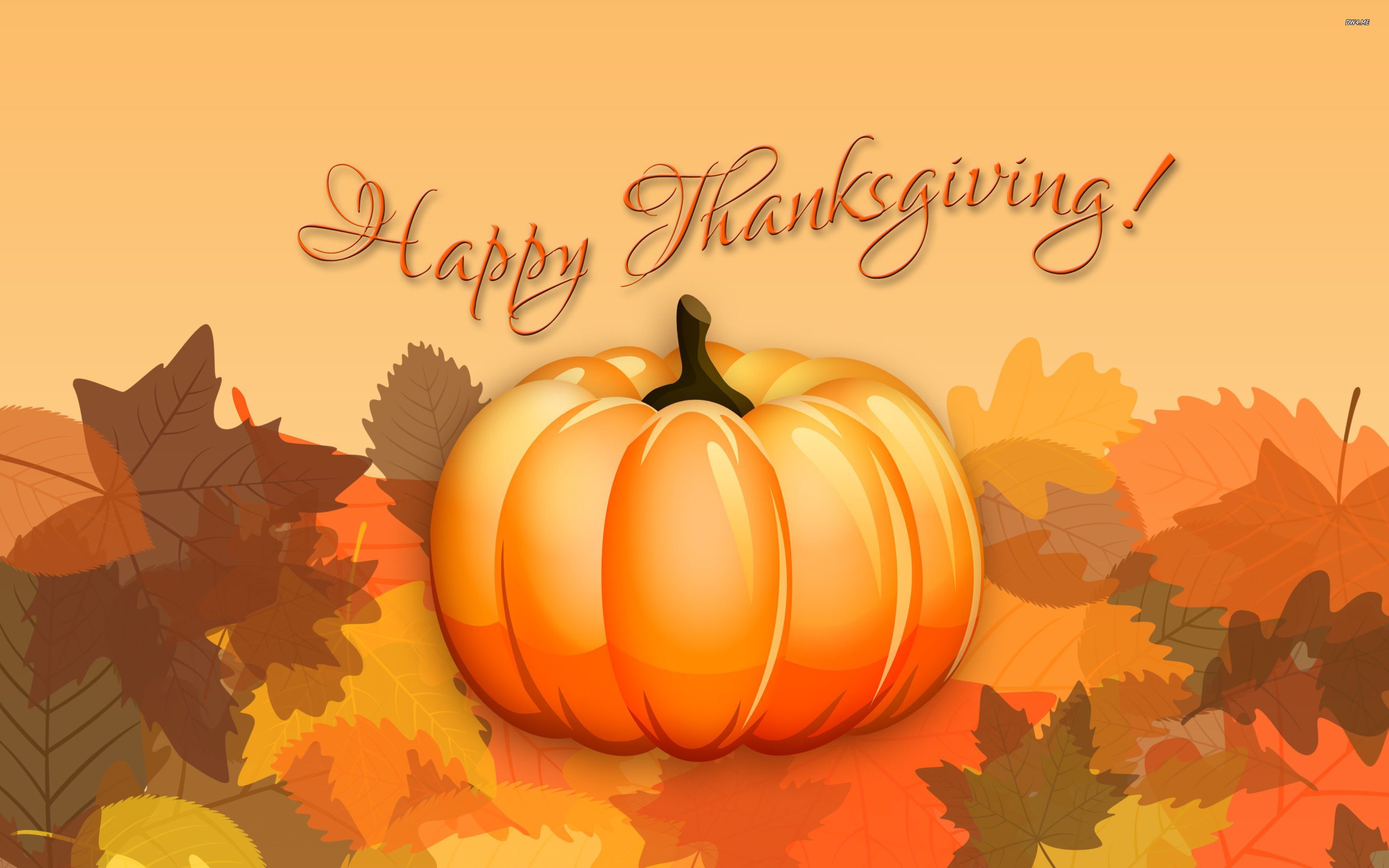 A happy thanksgiving card with an orange pumpkin - Thanksgiving