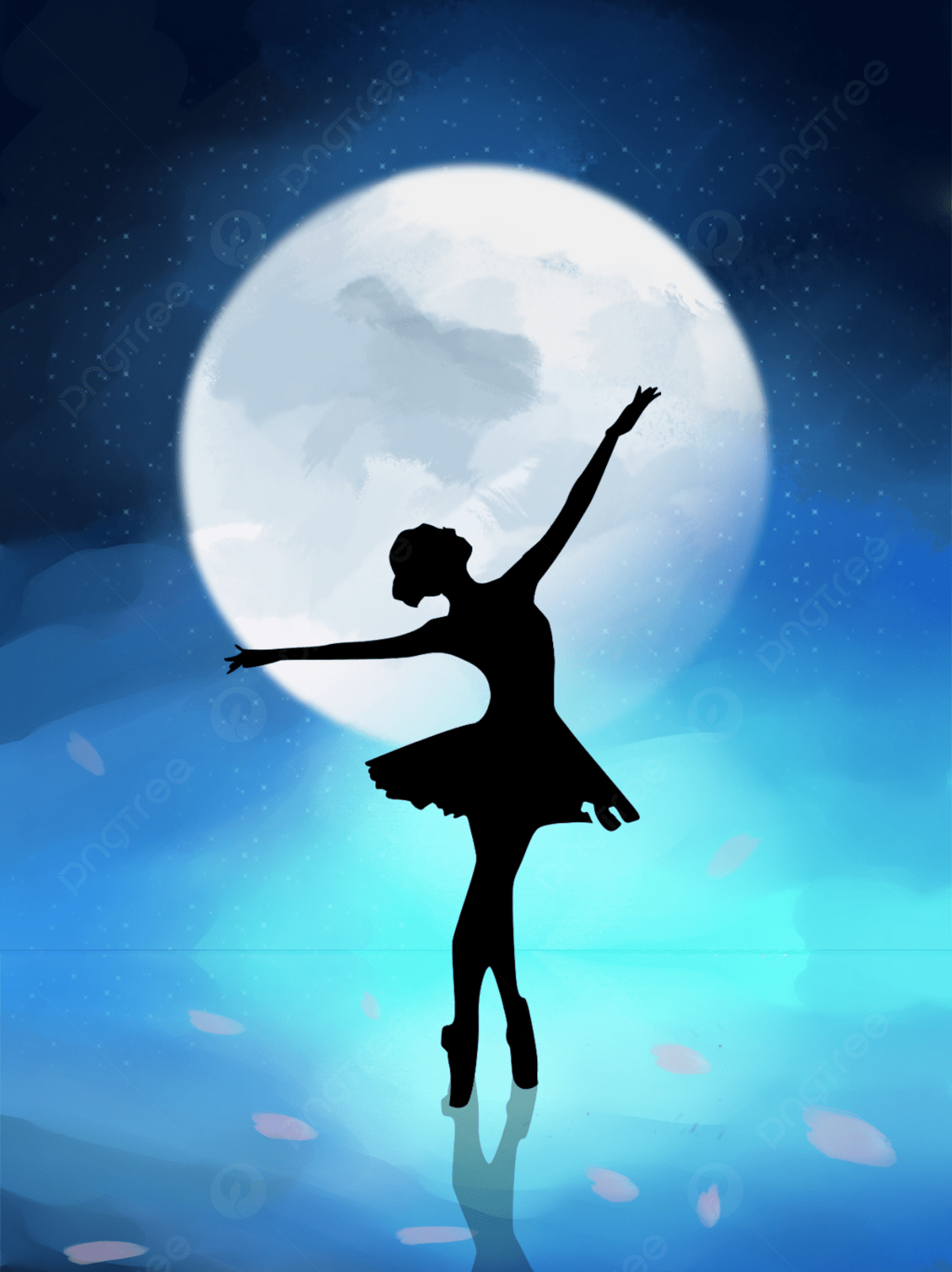 A silhouette of a ballerina in front of a full moon - Ballet