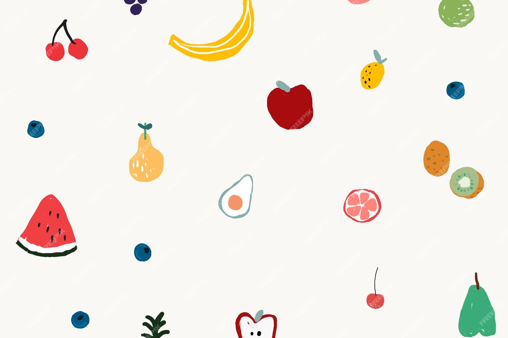 Free Vector. Fruits background desktop wallpaper, cute vector