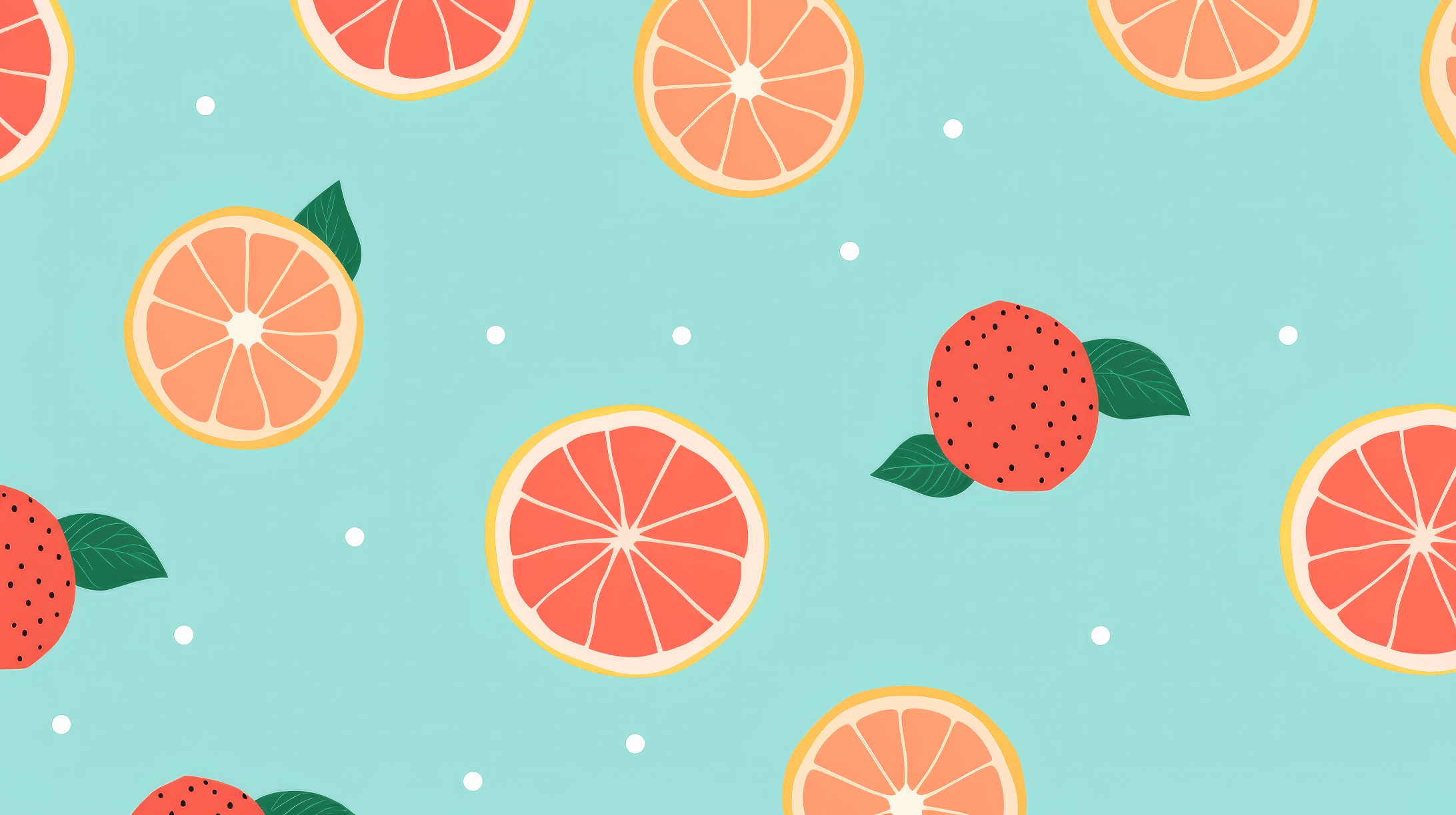 A pattern of grapefruits on a blue background - Fruit