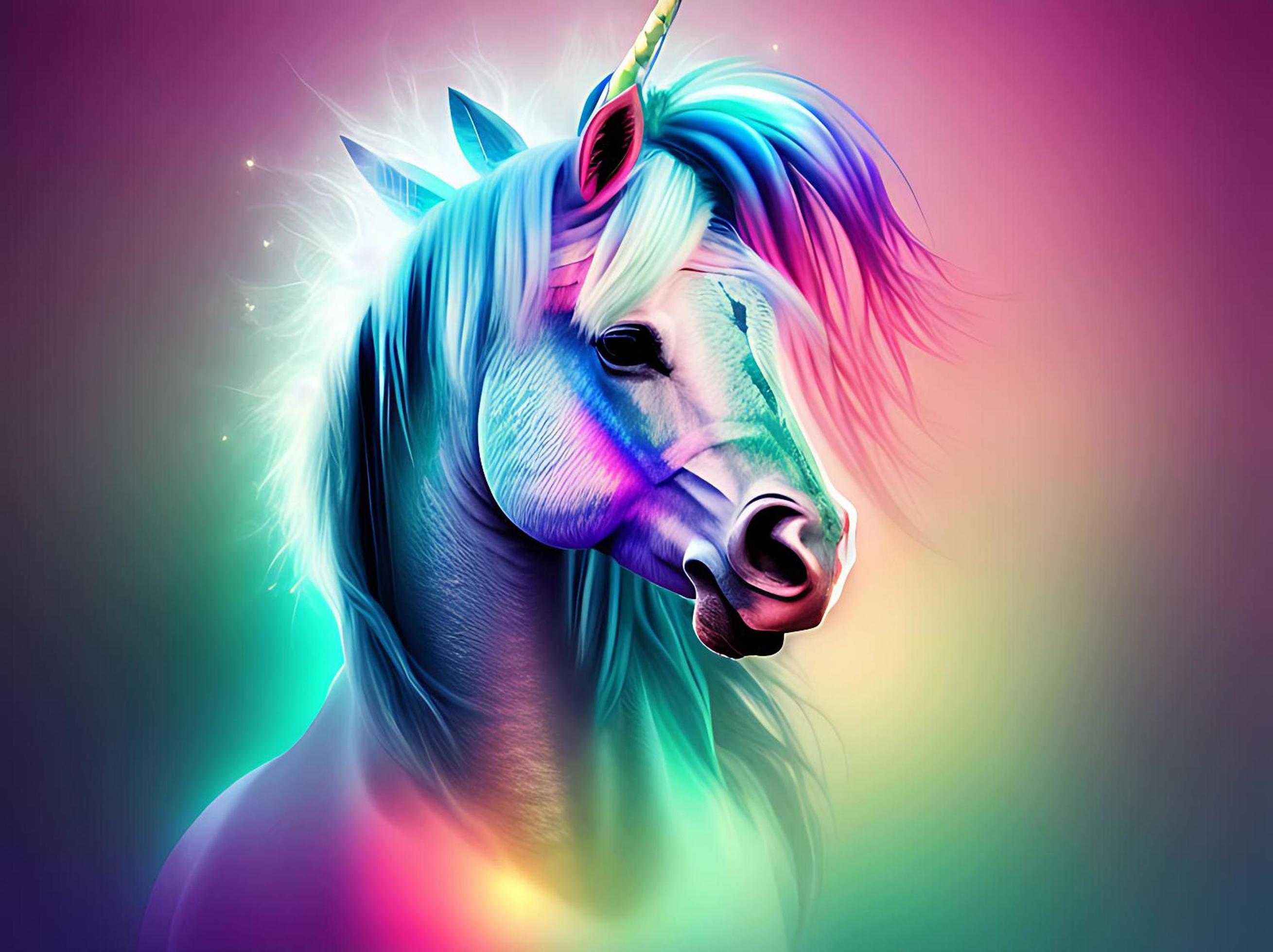 A colorful unicorn with rainbow mane and horn - Unicorn