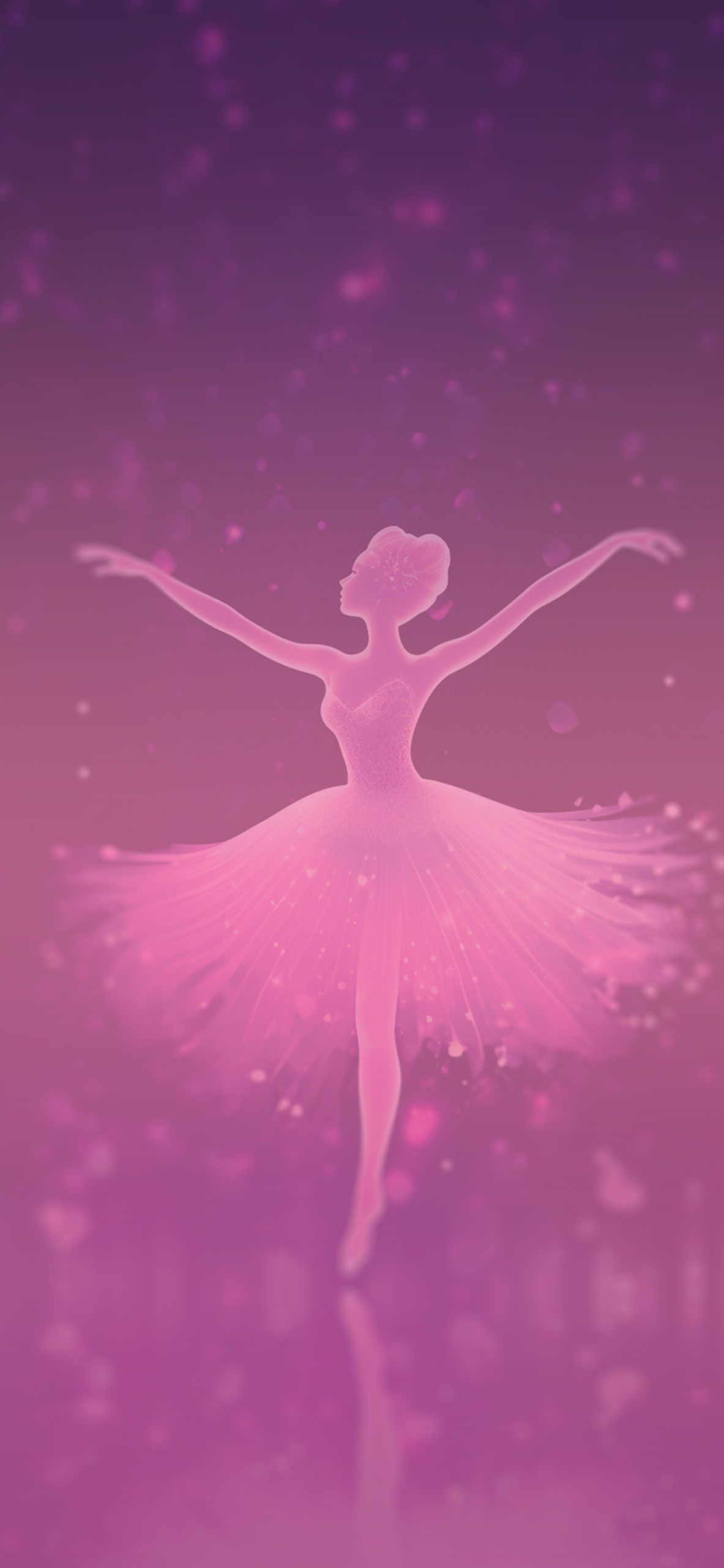 A ballerina in a pink dress dances on a purple background. - Ballet