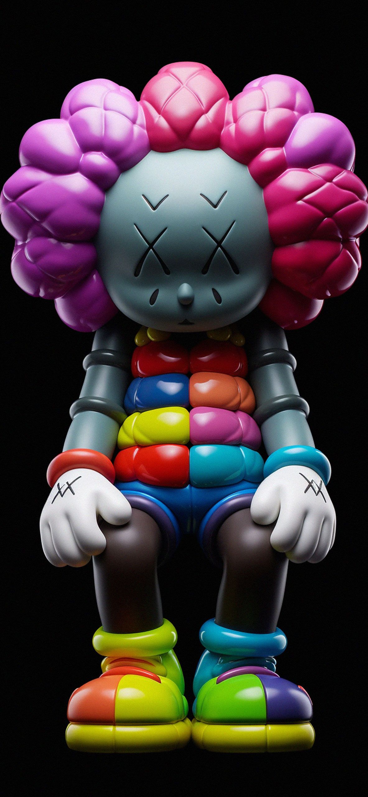 Kaws Clown Toy Black Wallpaper Wallpaper for iPhone