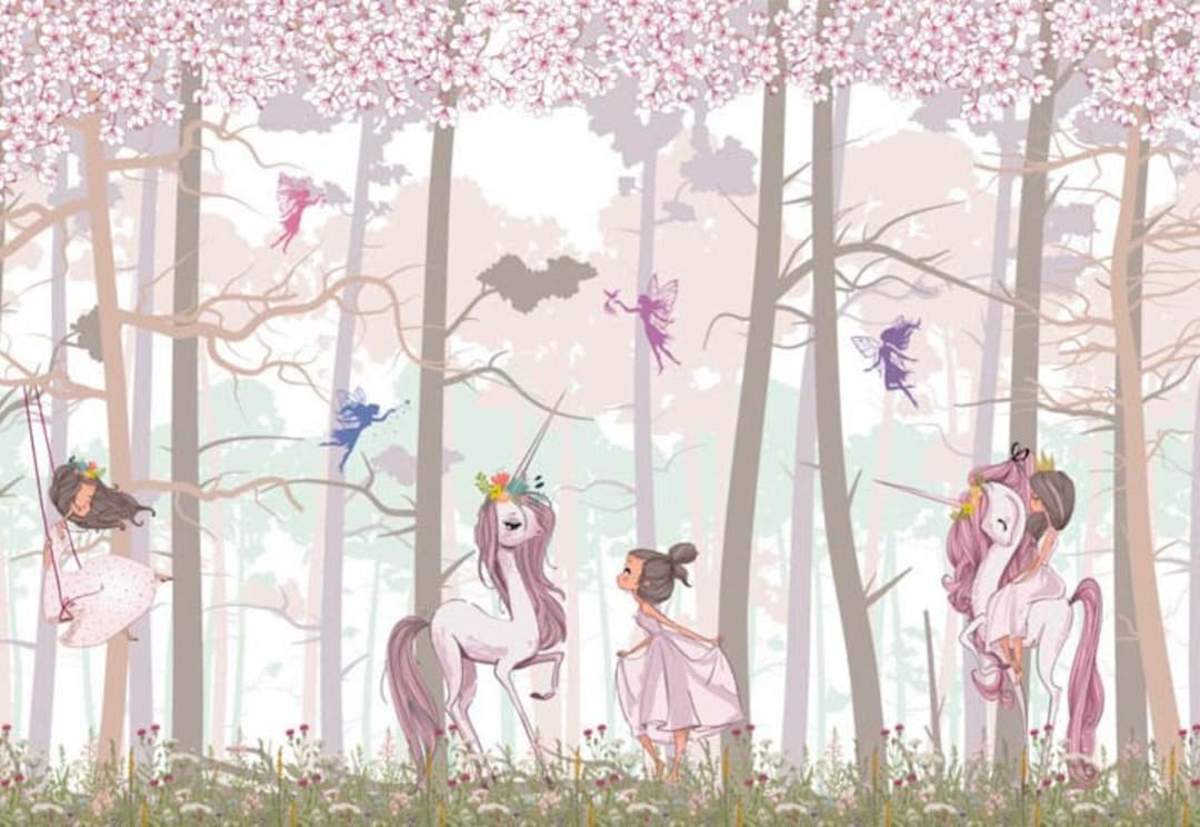 Magical Forest Unicorns With Fairies Girls Room Wallpaper New Zealand