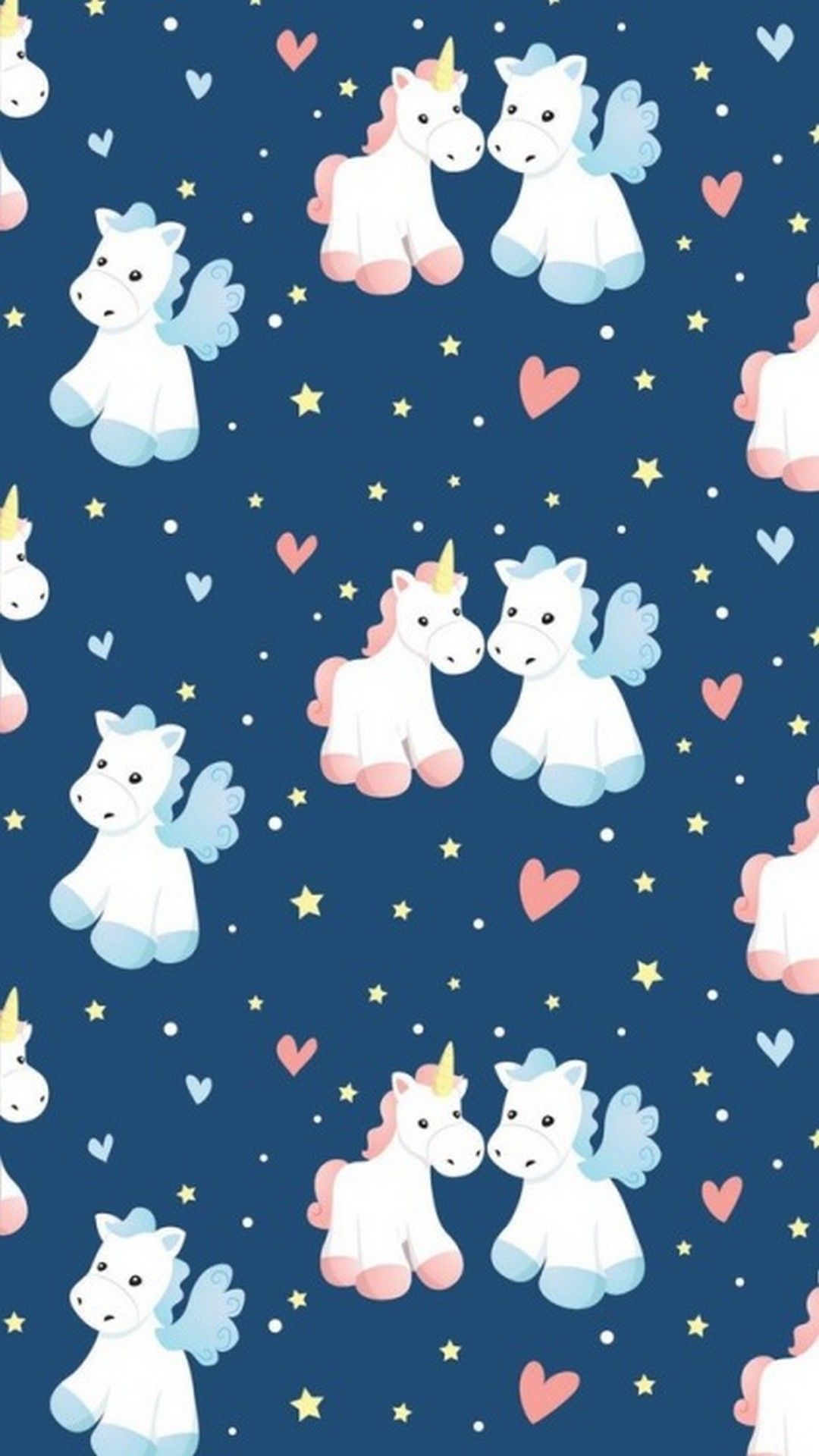 Seamless pattern with cute unicorns and hearts - Unicorn
