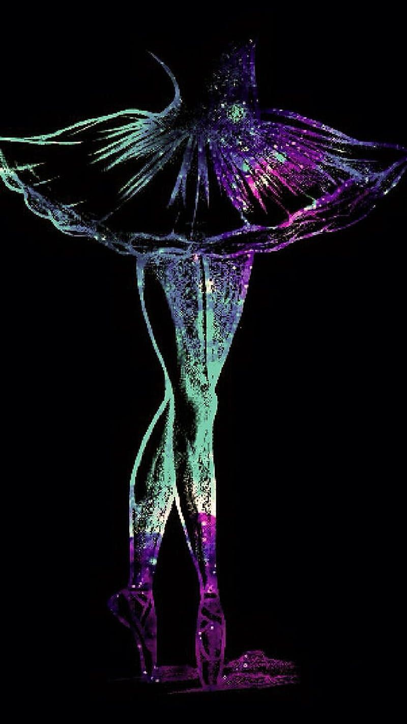 A ballerina is seen in a black background in a purple and blue shade. - Ballet
