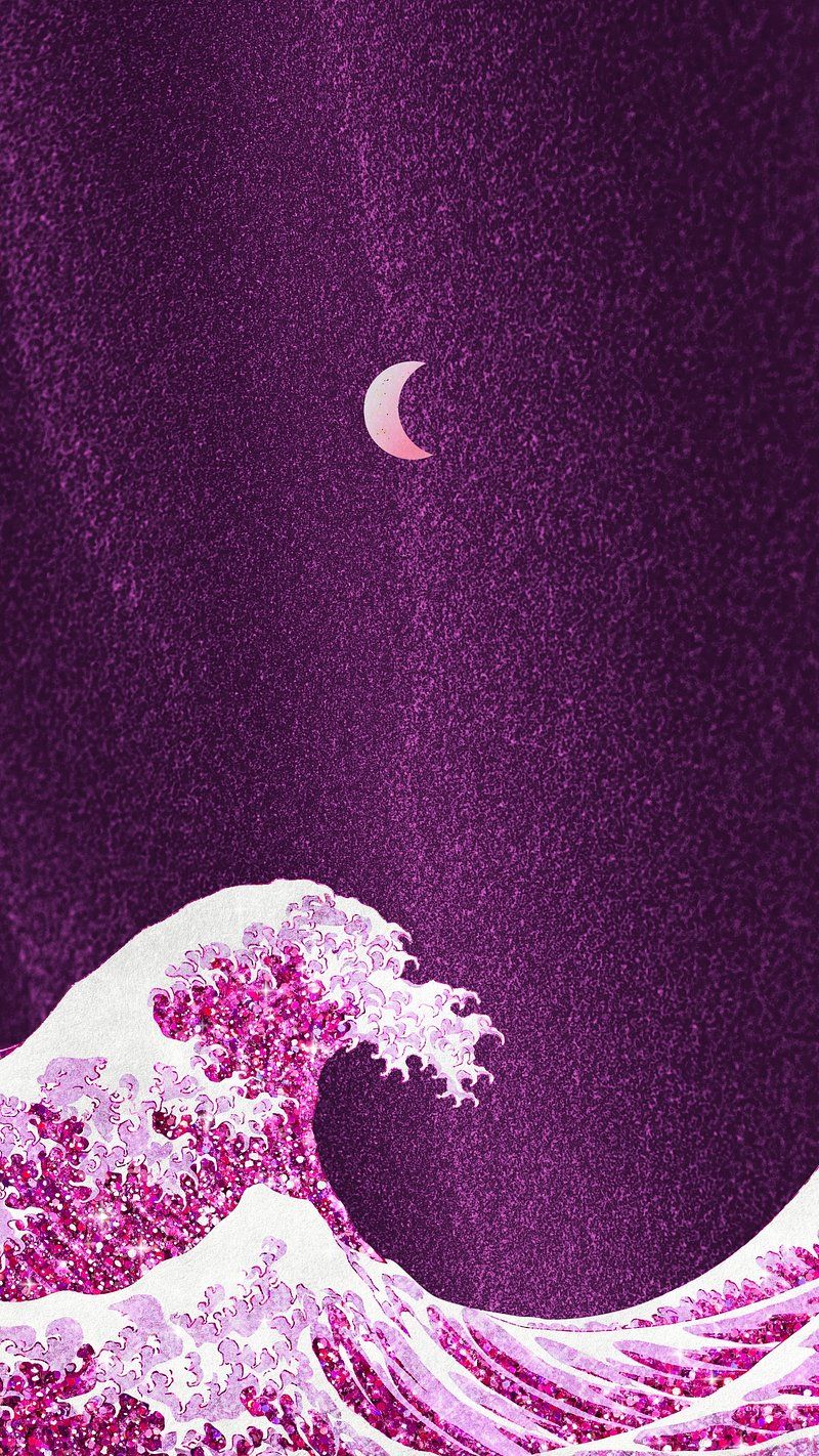 Aesthetic purple wave wallpaper for phone. - The Great Wave off Kanagawa
