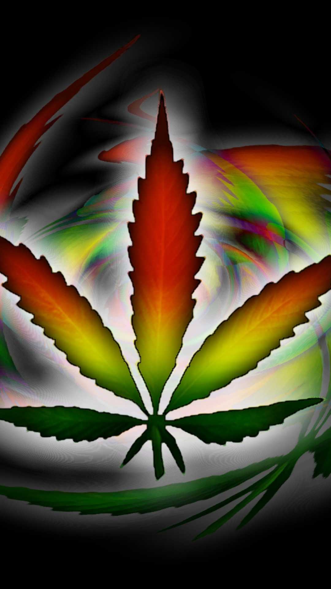 A marijuana leaf in the middle of an abstract design - Weed