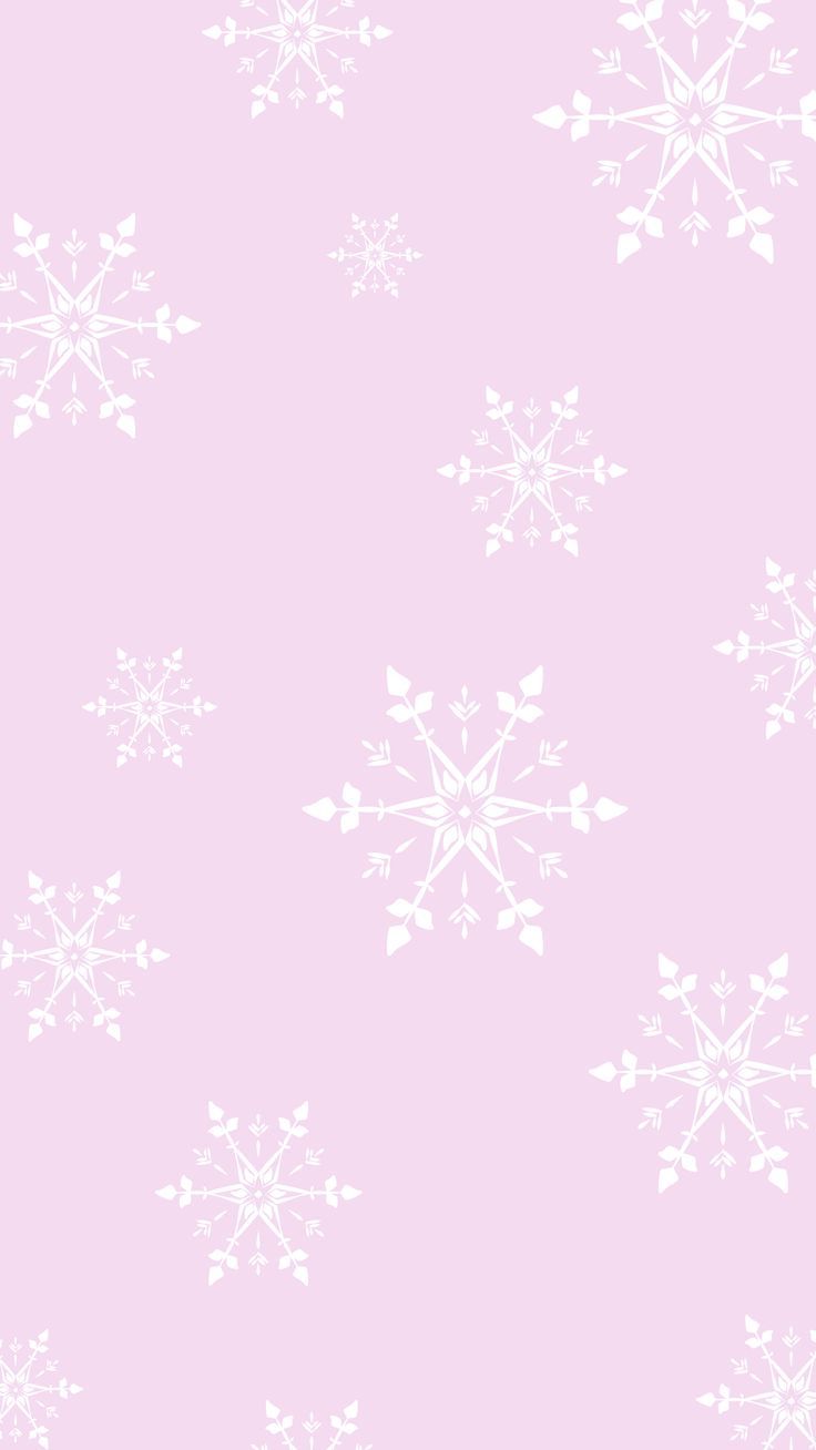 A pink background with white snowflakes - Snowflake