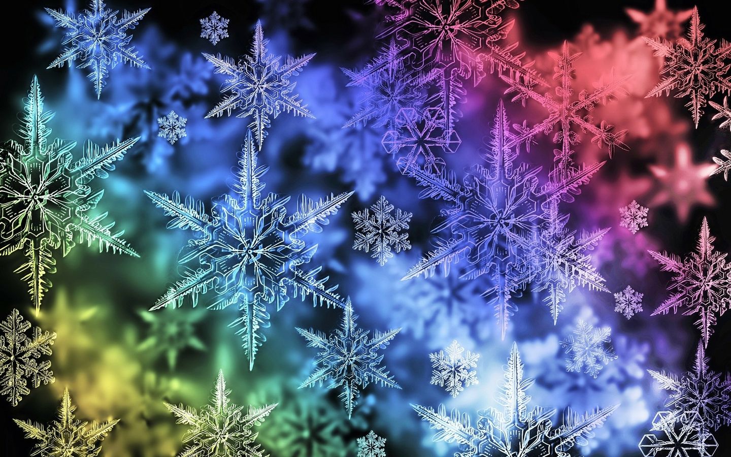 A colorful wallpaper of snowflakes - Snowflake