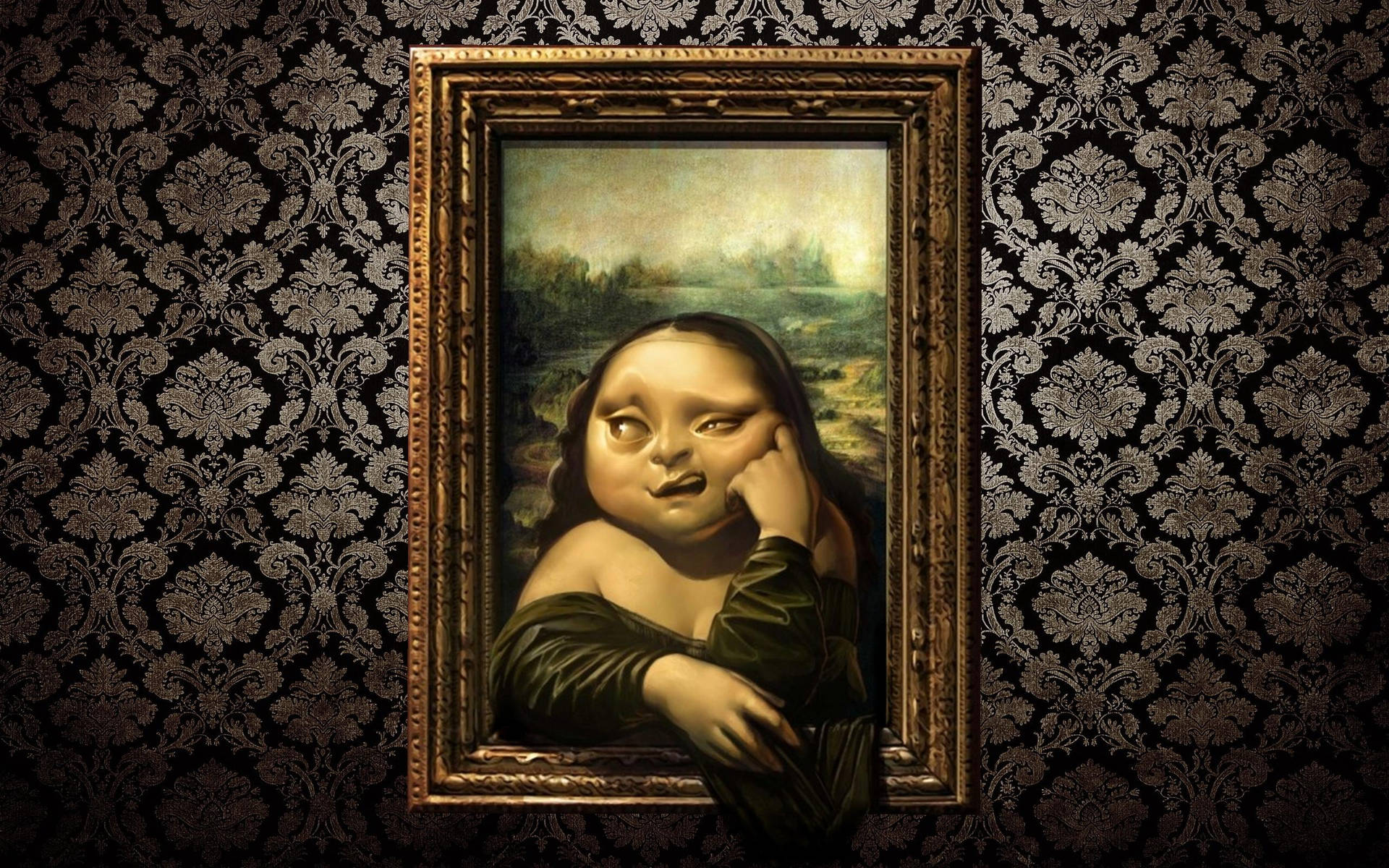 A painting of a woman with a large head and small body. - Mona Lisa