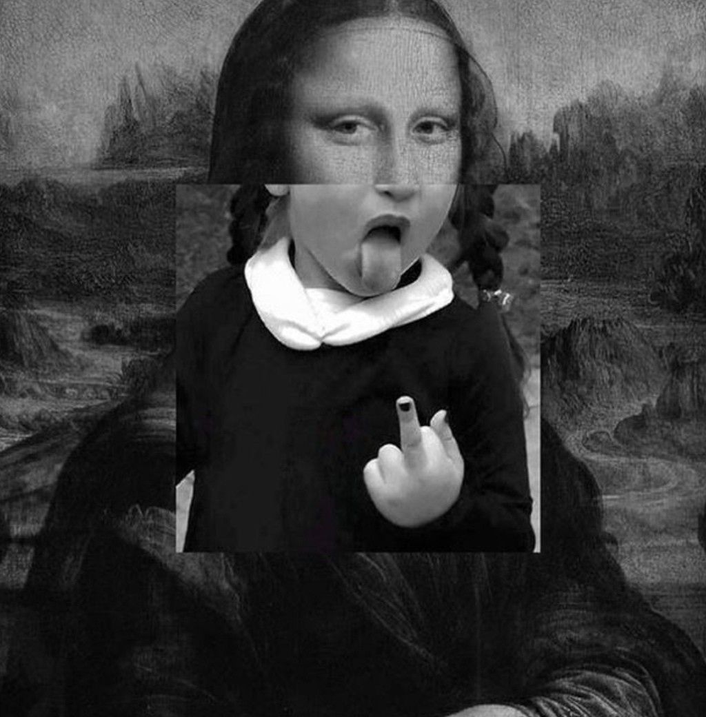 The famous painting of Mona Lisa with a middle finger - Mona Lisa