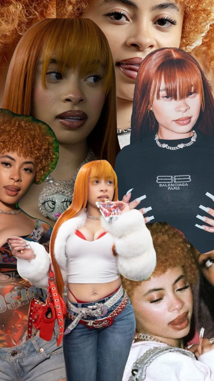 A collage of pictures showing different women - Ice Spice