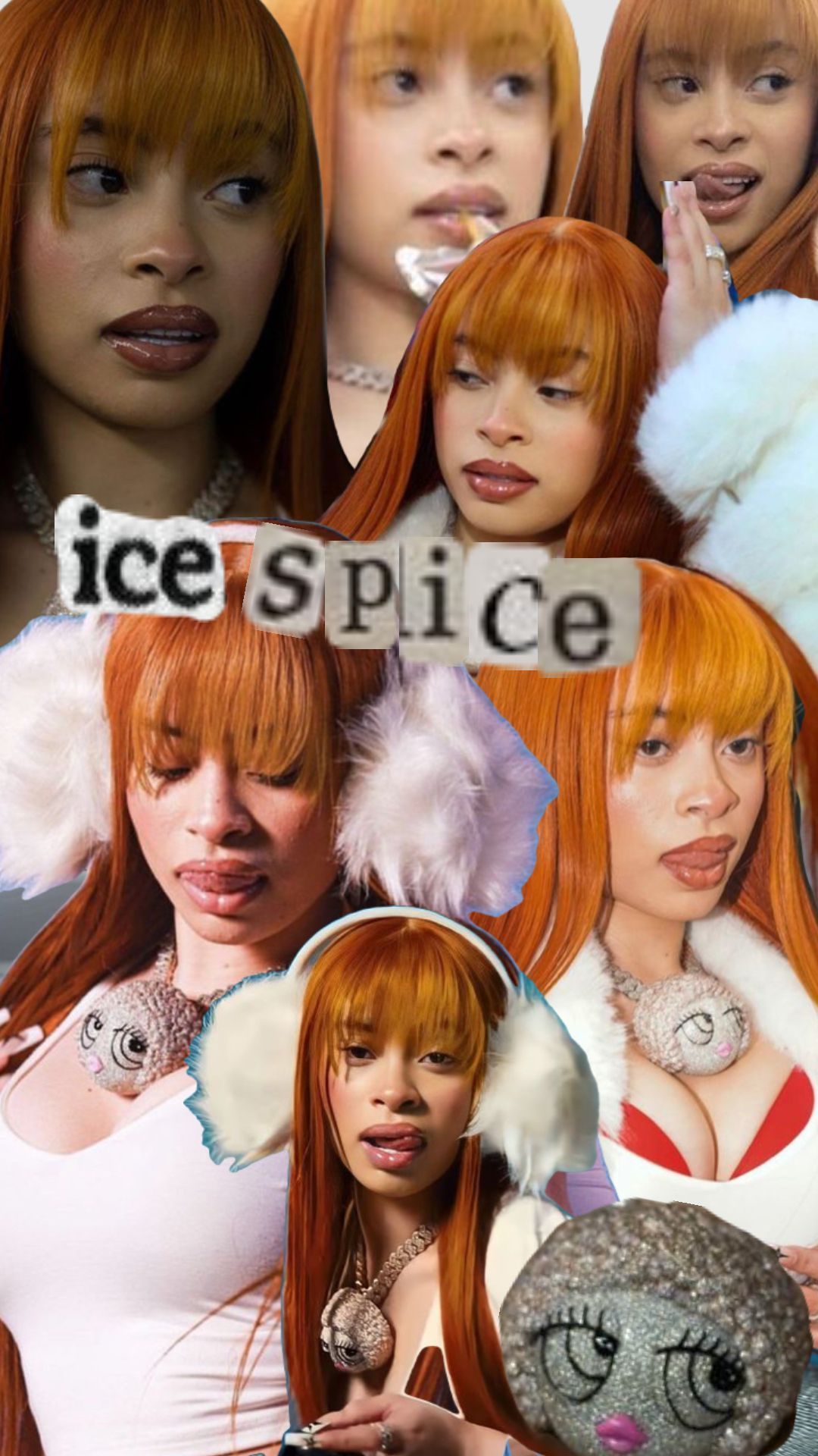 A collage of pictures with the words ice spice - Ice Spice