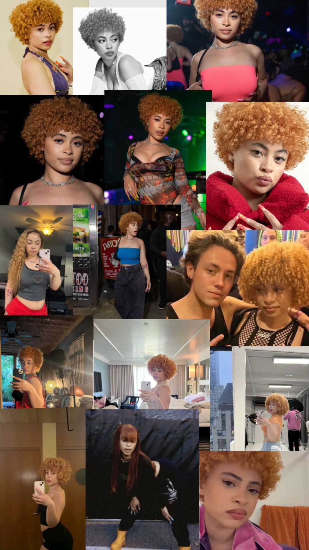 Collage of images of @lelepaulina with different hair styles and colors. #lelepaulina #hair #hairstyle #color #collage - Ice Spice