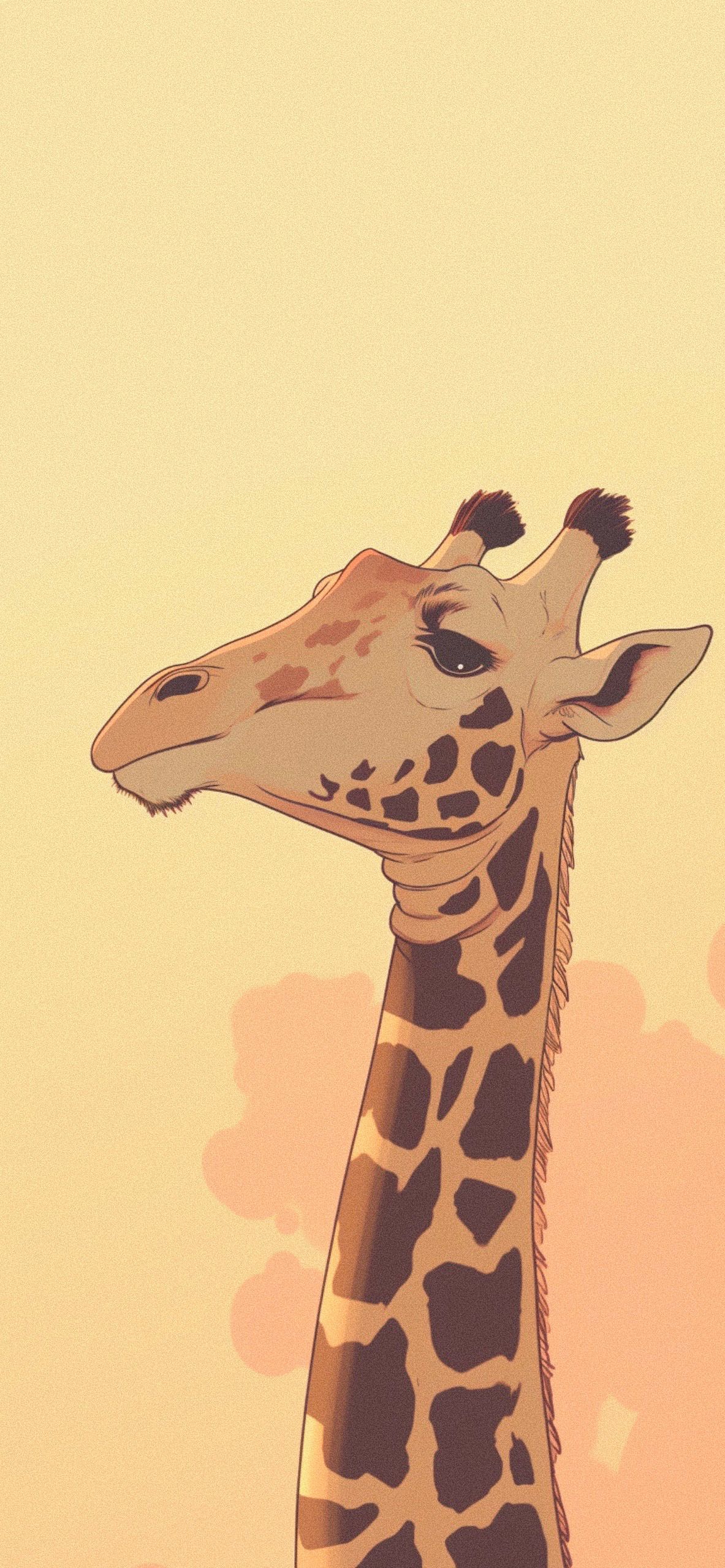 A giraffe is standing in front of trees - Light yellow, yellow iphone